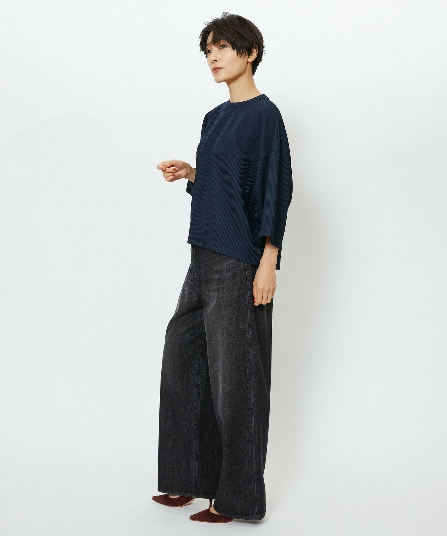 【feerique】【Lサイズ】feerique　キルトストライプコクーンシルエットプルオーバー 詳細画像 ブラウン 18