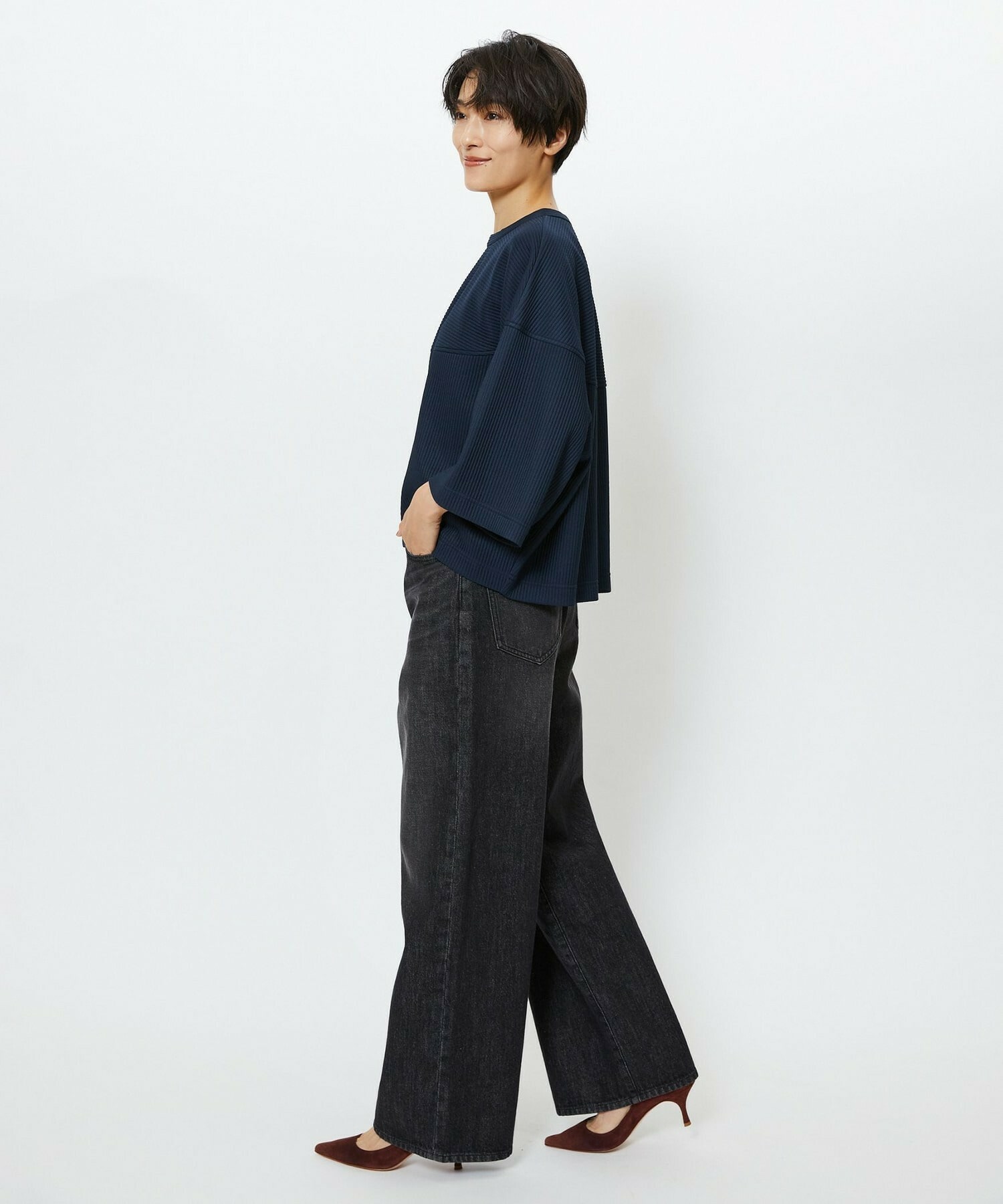 【feerique】【Lサイズ】feerique　キルトストライプコクーンシルエットプルオーバー 詳細画像 ブラウン 19