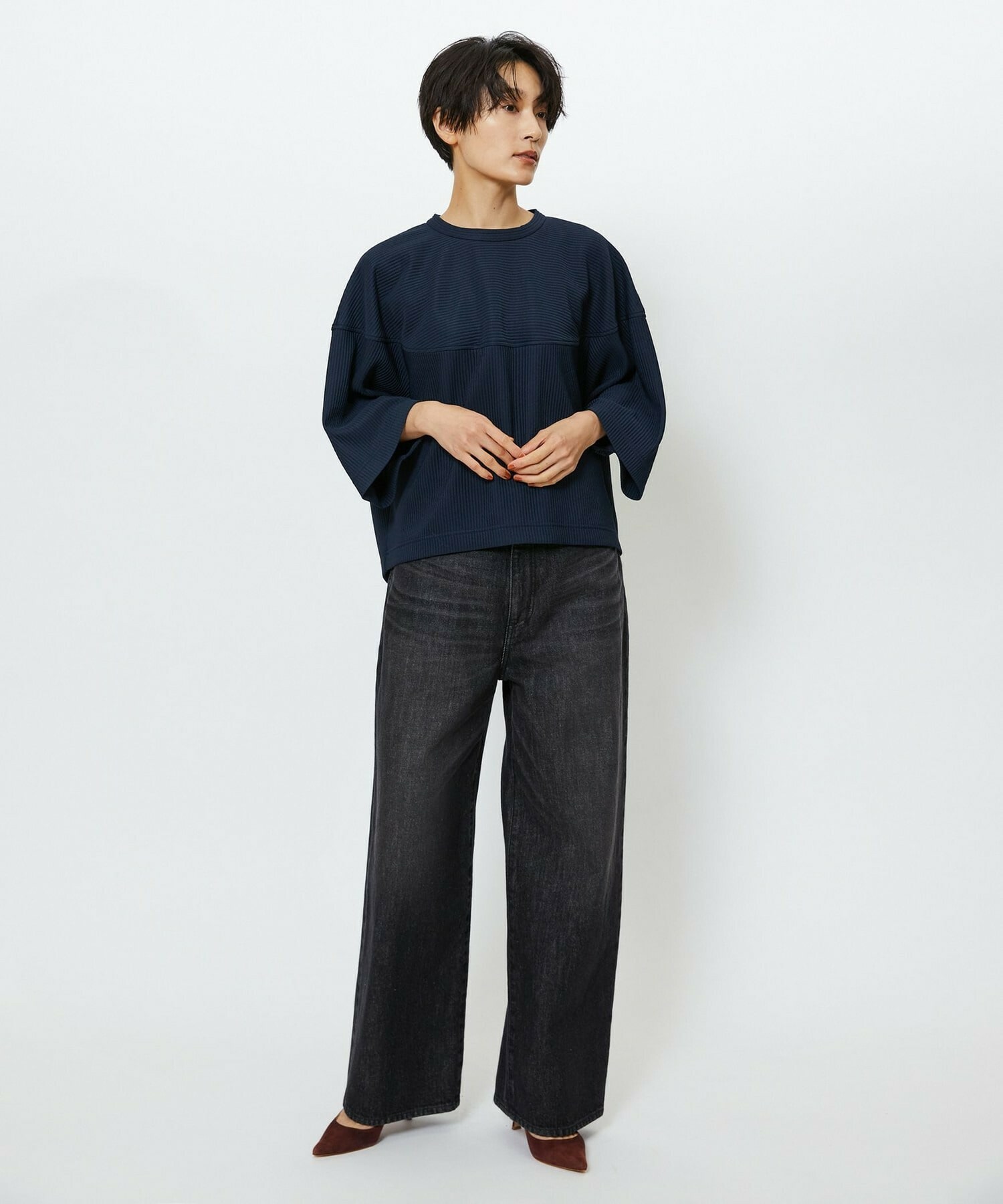 【feerique】【Lサイズ】feerique　キルトストライプコクーンシルエットプルオーバー 詳細画像 ブラウン 22