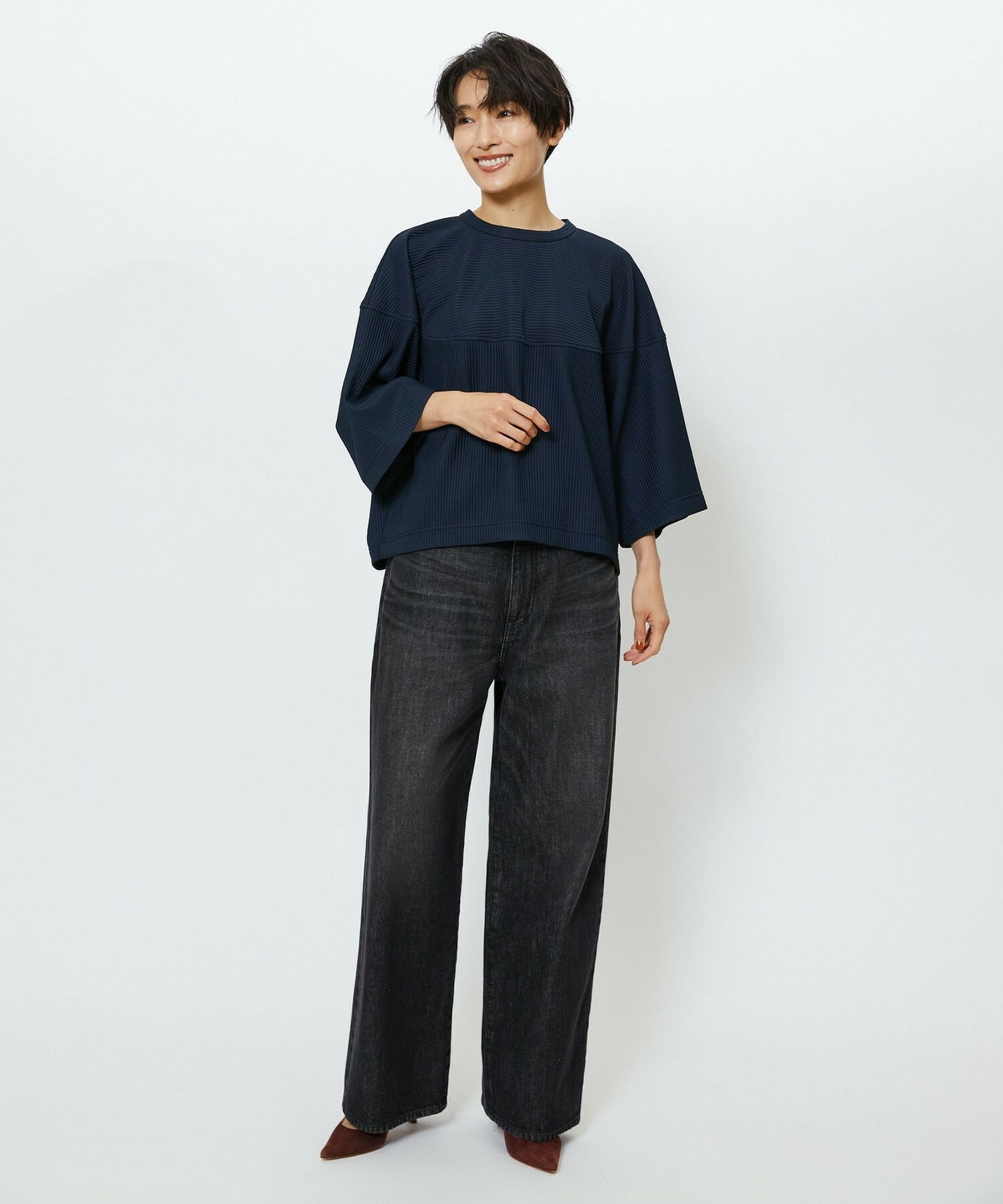 【feerique】【Lサイズ】feerique　キルトストライプコクーンシルエットプルオーバー 詳細画像 ブラウン 23