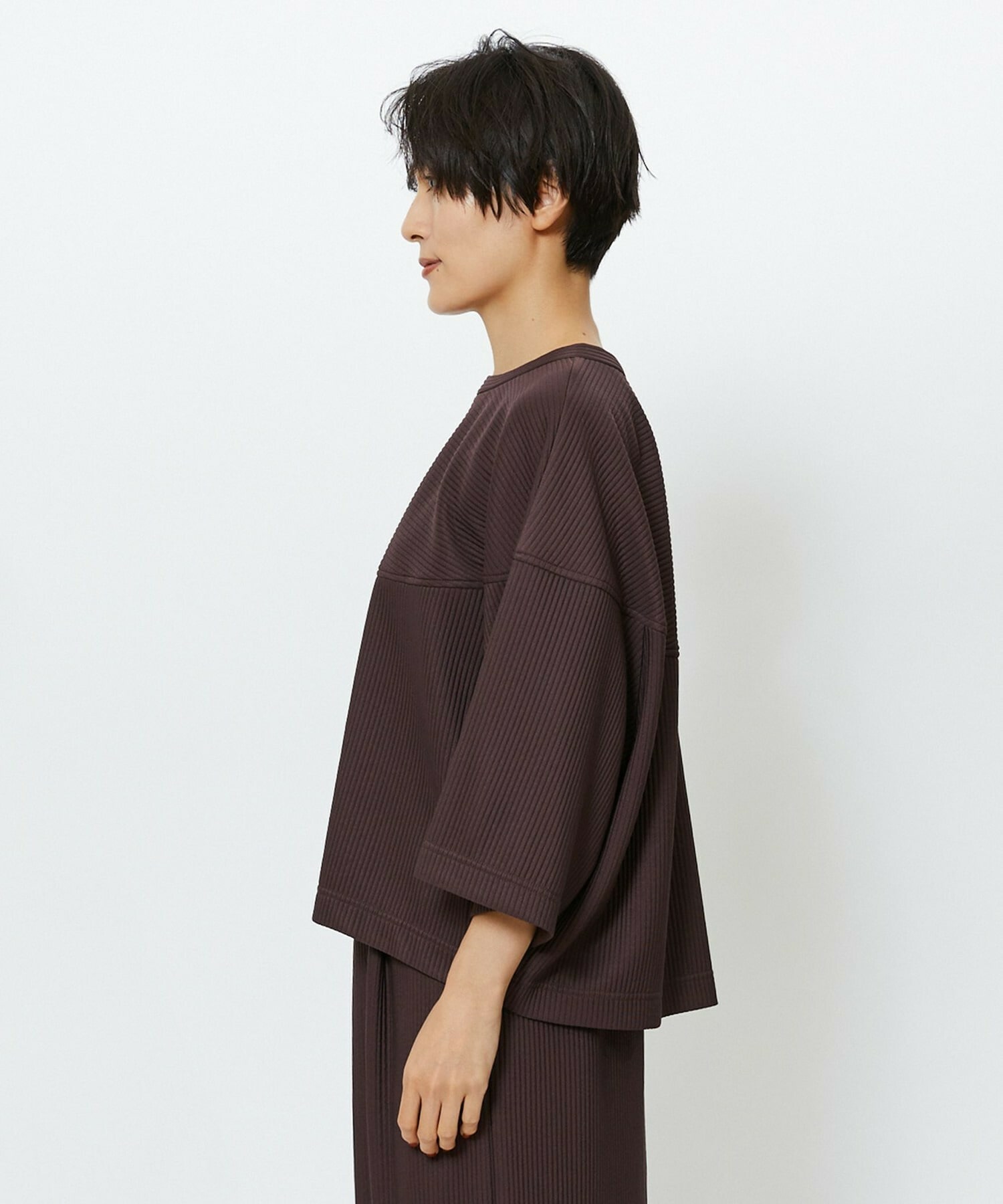 【feerique】【Lサイズ】feerique　キルトストライプコクーンシルエットプルオーバー 詳細画像 ブラウン 25