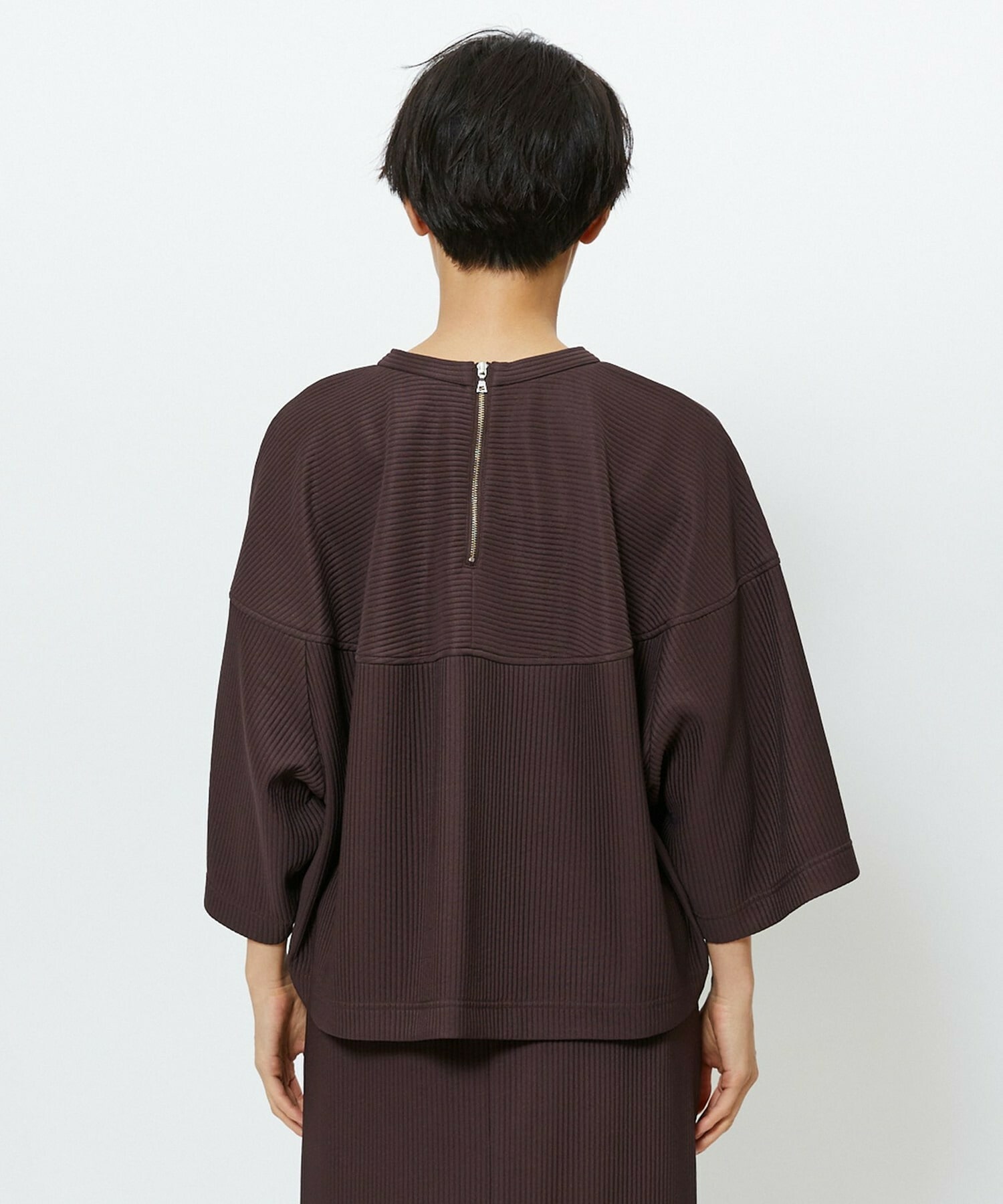 【feerique】【Lサイズ】feerique　キルトストライプコクーンシルエットプルオーバー 詳細画像 ブラウン 26