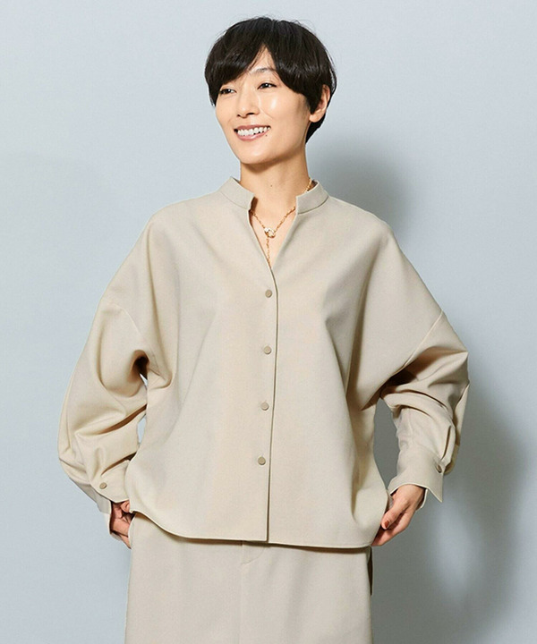 【Lサイズ】ライトパウダリーツイルスキッパーシャツ 詳細画像 ベージュ 2