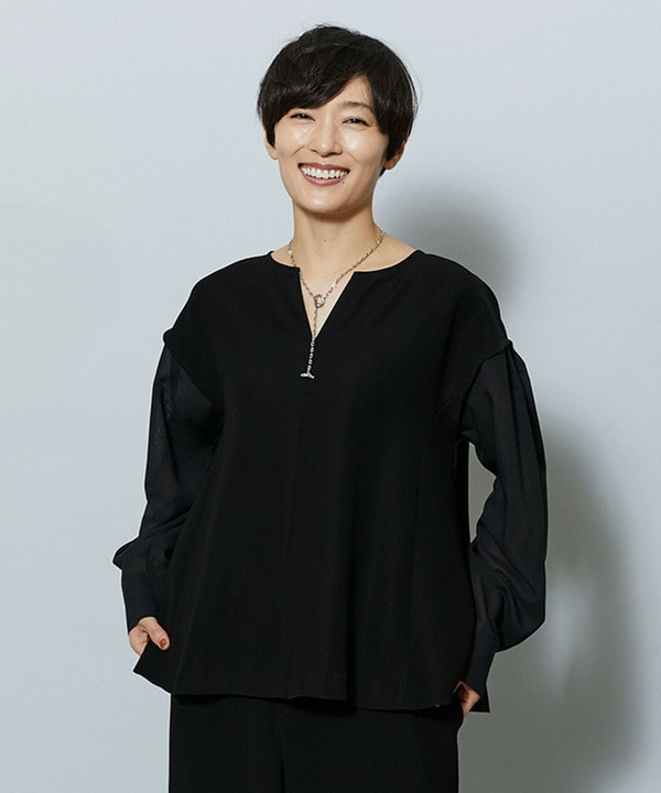 【Lサイズ】2WAYダブルクロスブラウス 詳細画像 ブラック 2