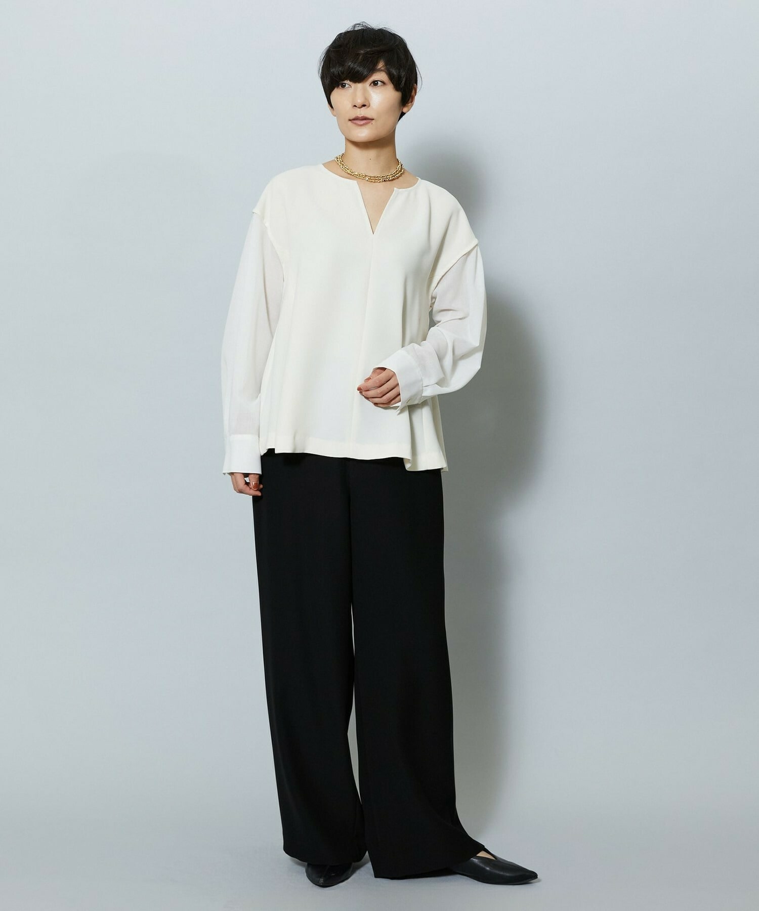 【MOGA】【Lサイズ】2WAYダブルクロスブラウス 詳細画像 ブラック 12