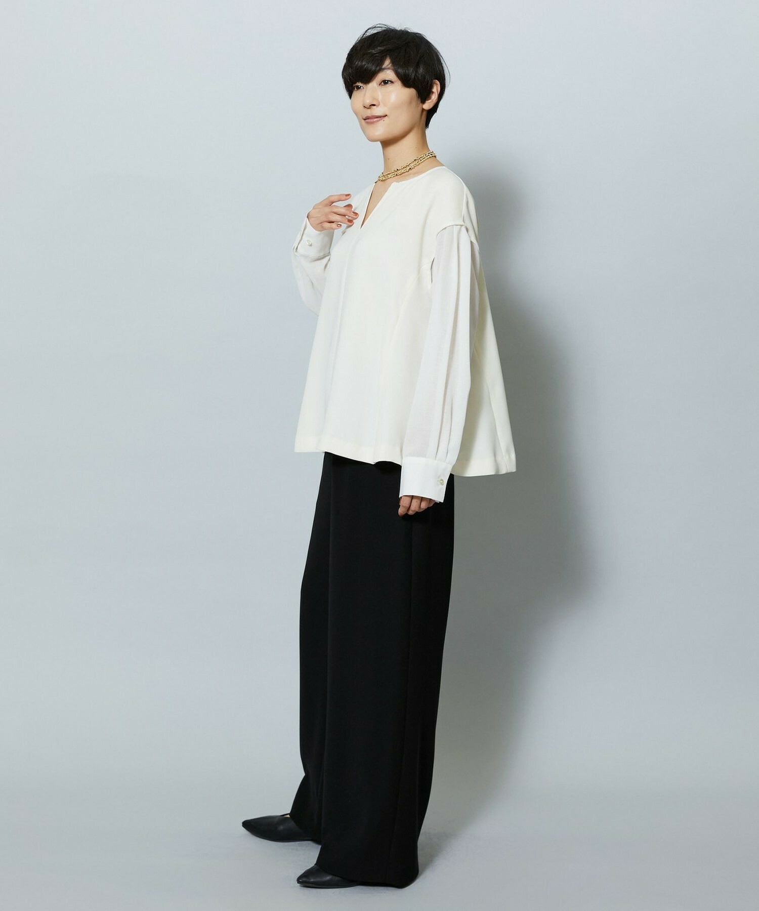 【MOGA】【Lサイズ】2WAYダブルクロスブラウス 詳細画像 ブラック 14