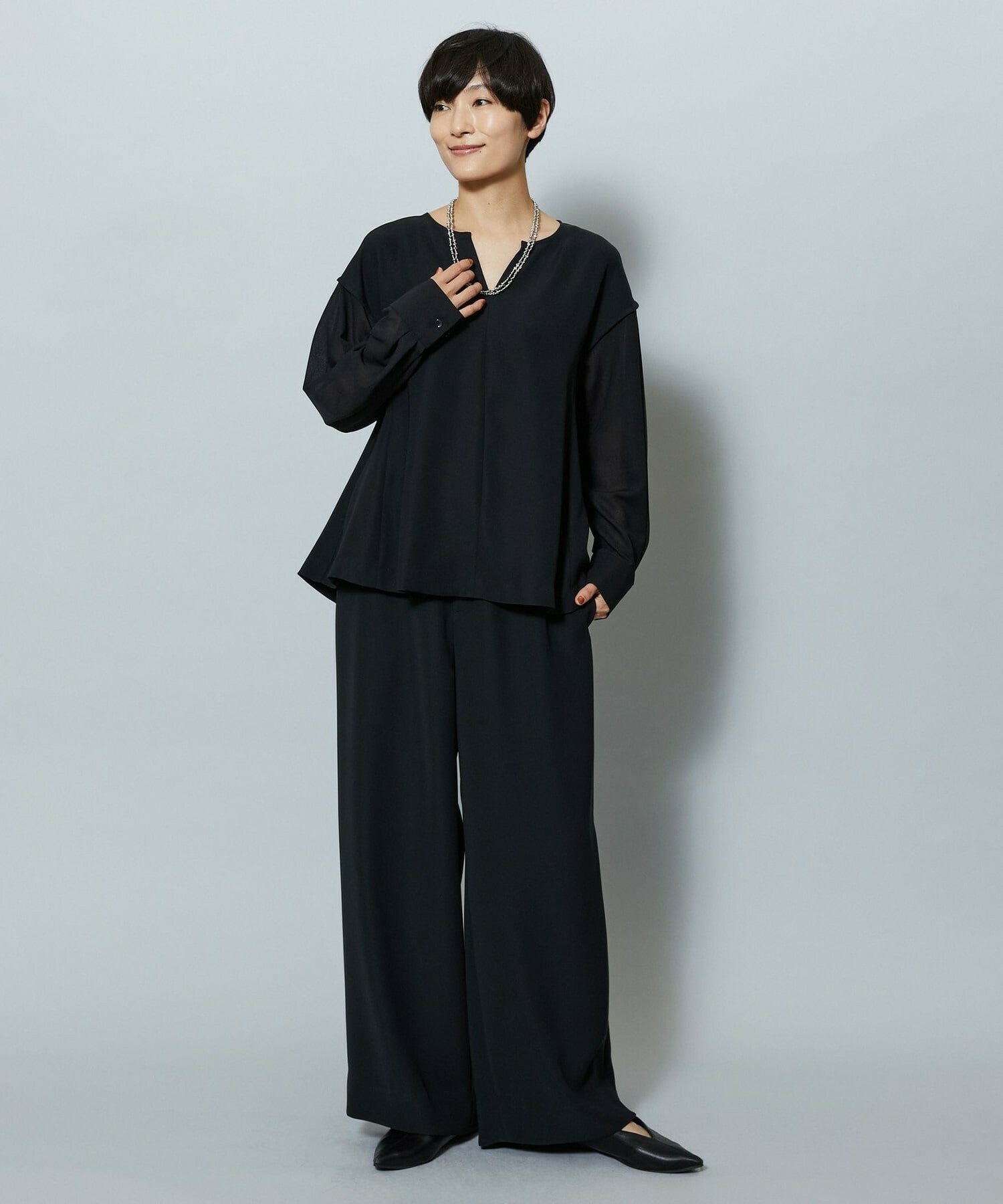 【MOGA】【Lサイズ】2WAYダブルクロスブラウス 詳細画像 ブラック 21