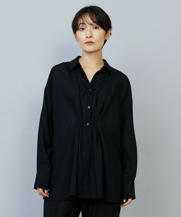 【Lサイズ】シアービエラタックラインブラウス 詳細画像 ブラック 2