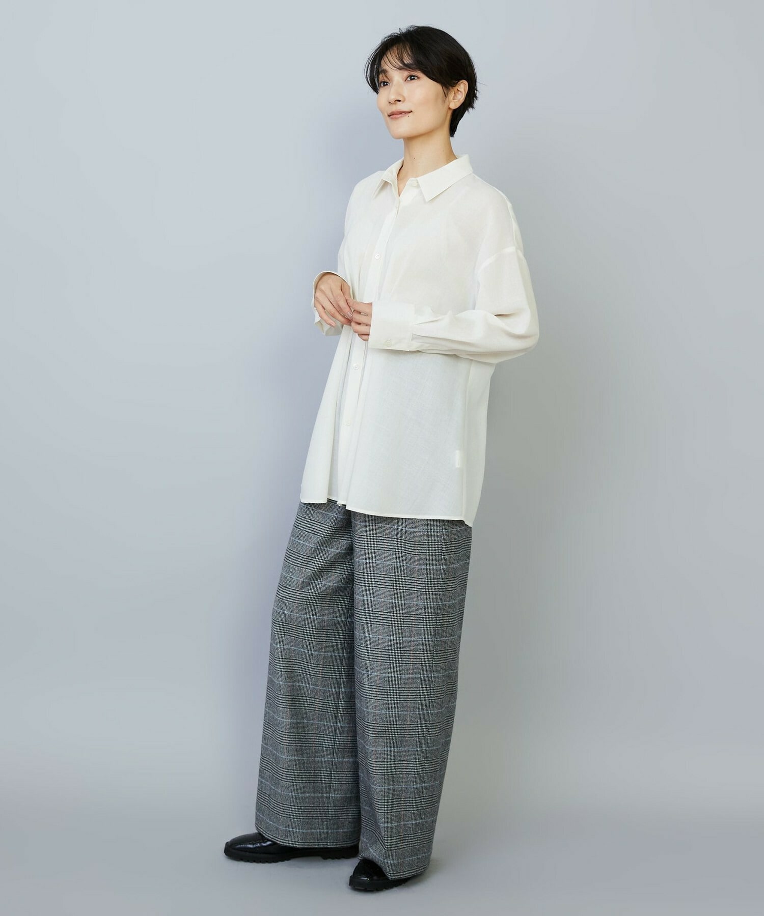 【MOGA】【Lサイズ】シアービエラタックラインブラウス 詳細画像 ブルー 10