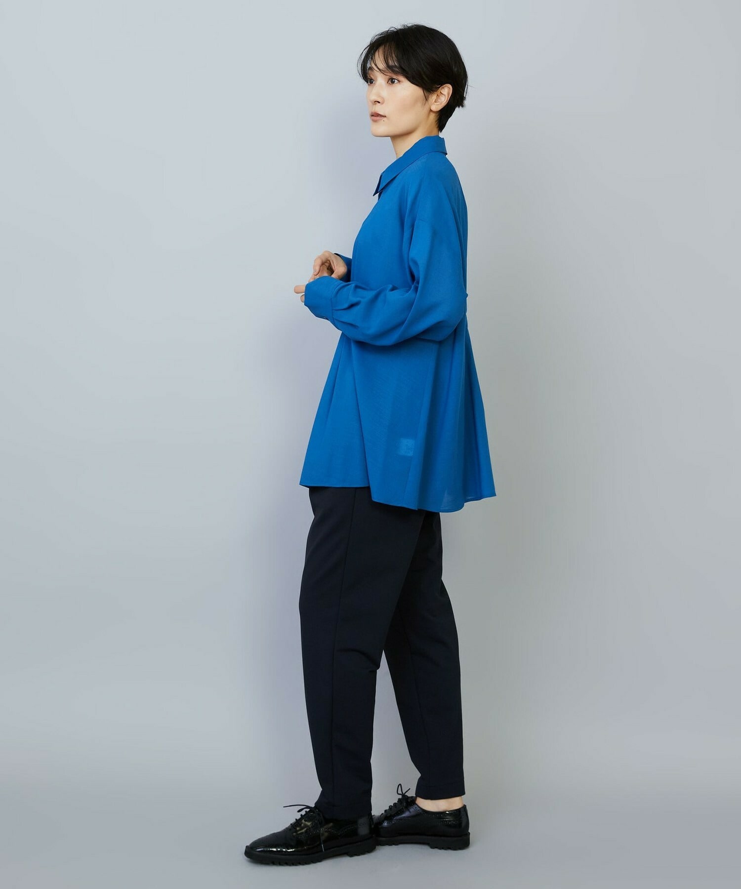 【MOGA】【Lサイズ】シアービエラタックラインブラウス 詳細画像 ブルー 16