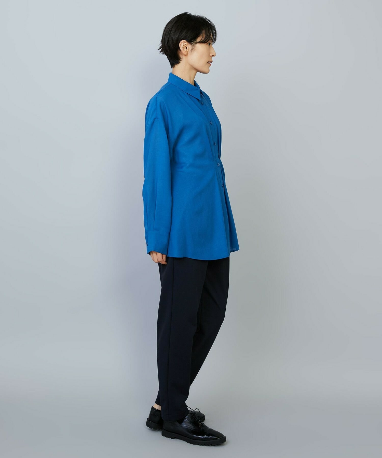 【MOGA】【Lサイズ】シアービエラタックラインブラウス 詳細画像 ブルー 18