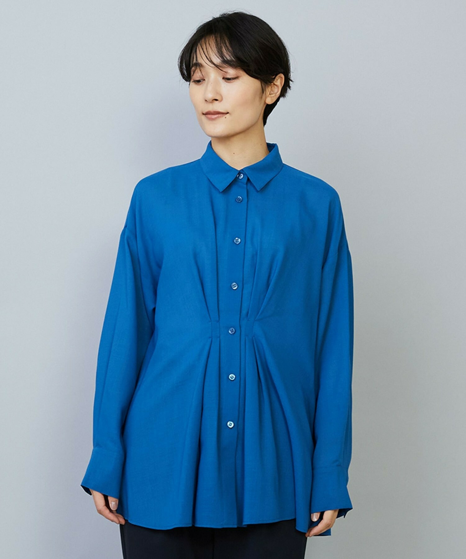 【MOGA】【Lサイズ】シアービエラタックラインブラウス 詳細画像 ブルー 19