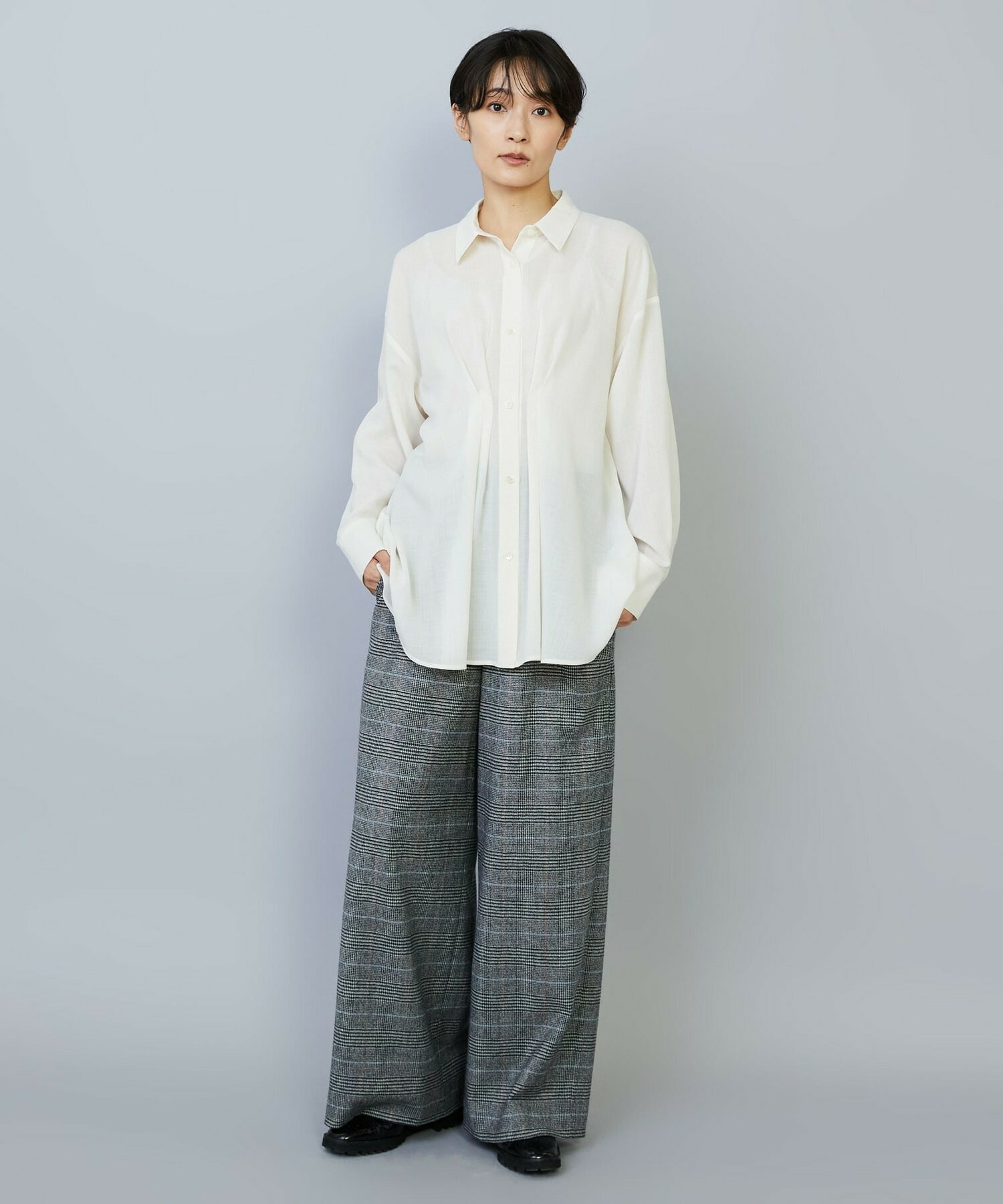 【MOGA】【Lサイズ】シアービエラタックラインブラウス 詳細画像 ブルー 9