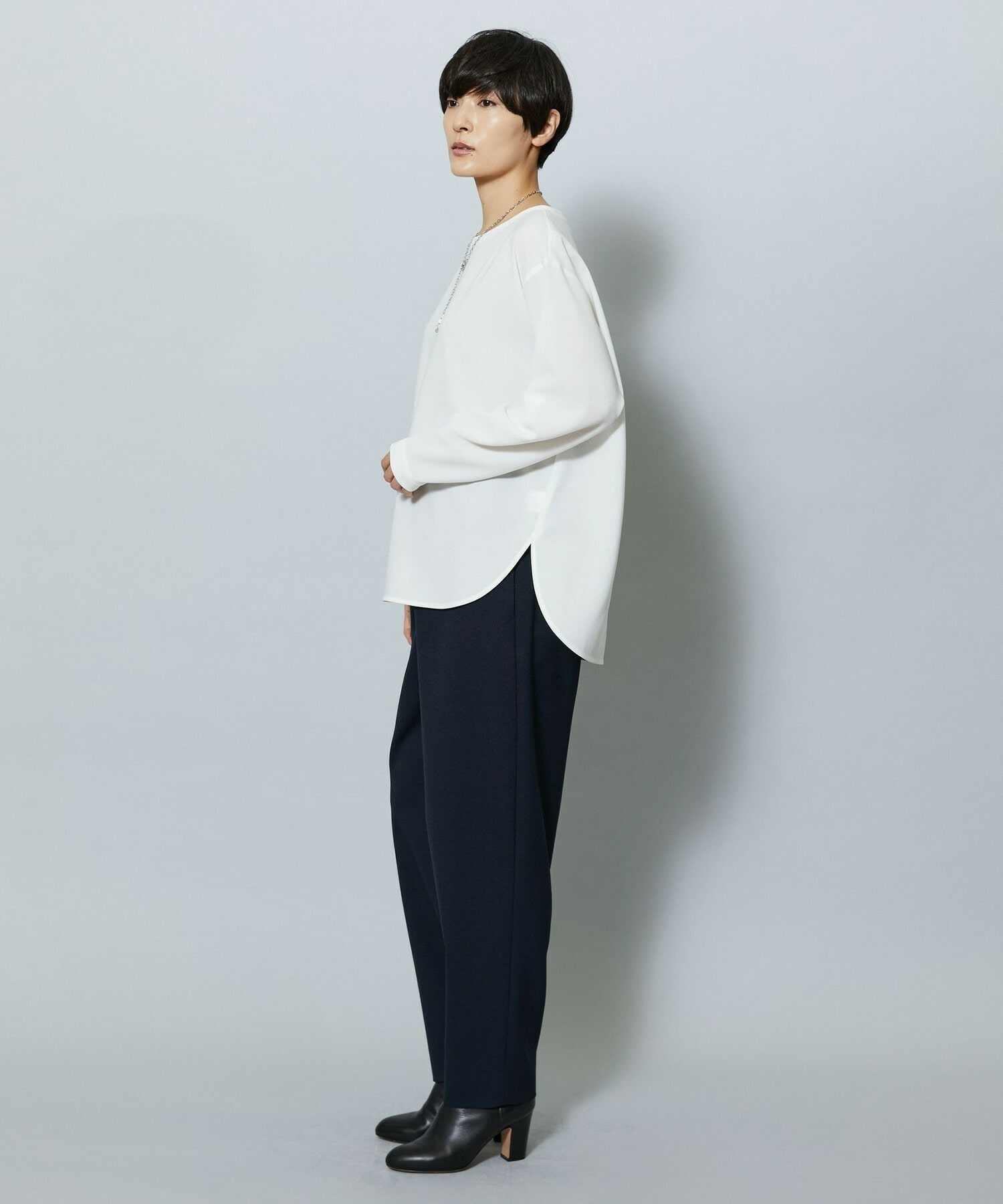 【MOGA】【Lサイズ】強撚2WAYプルオーバーブラウス 詳細画像 ブラック 10