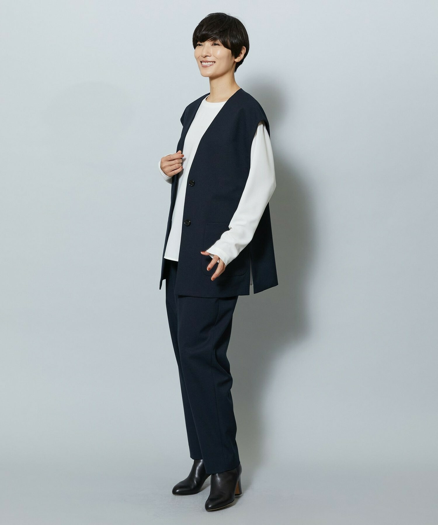 【MOGA】【Lサイズ】強撚2WAYプルオーバーブラウス 詳細画像 ブラック 20