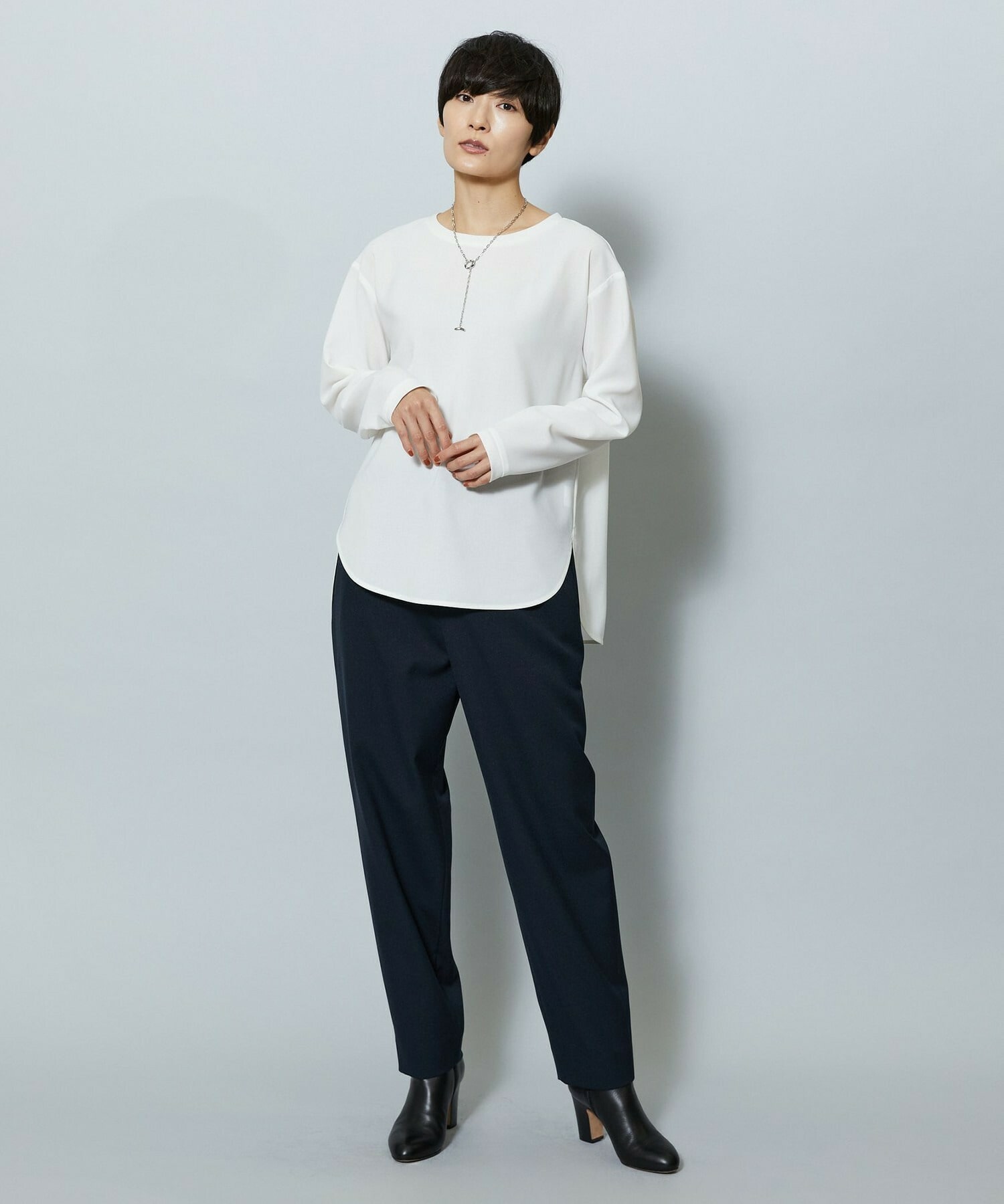 【MOGA】【Lサイズ】強撚2WAYプルオーバーブラウス 詳細画像 ブラック 9