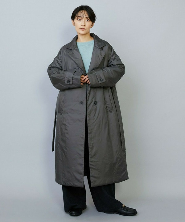 【Lサイズ】シルキータフタパディングテーラードコクーンコート 詳細画像 チャコールグレー 2