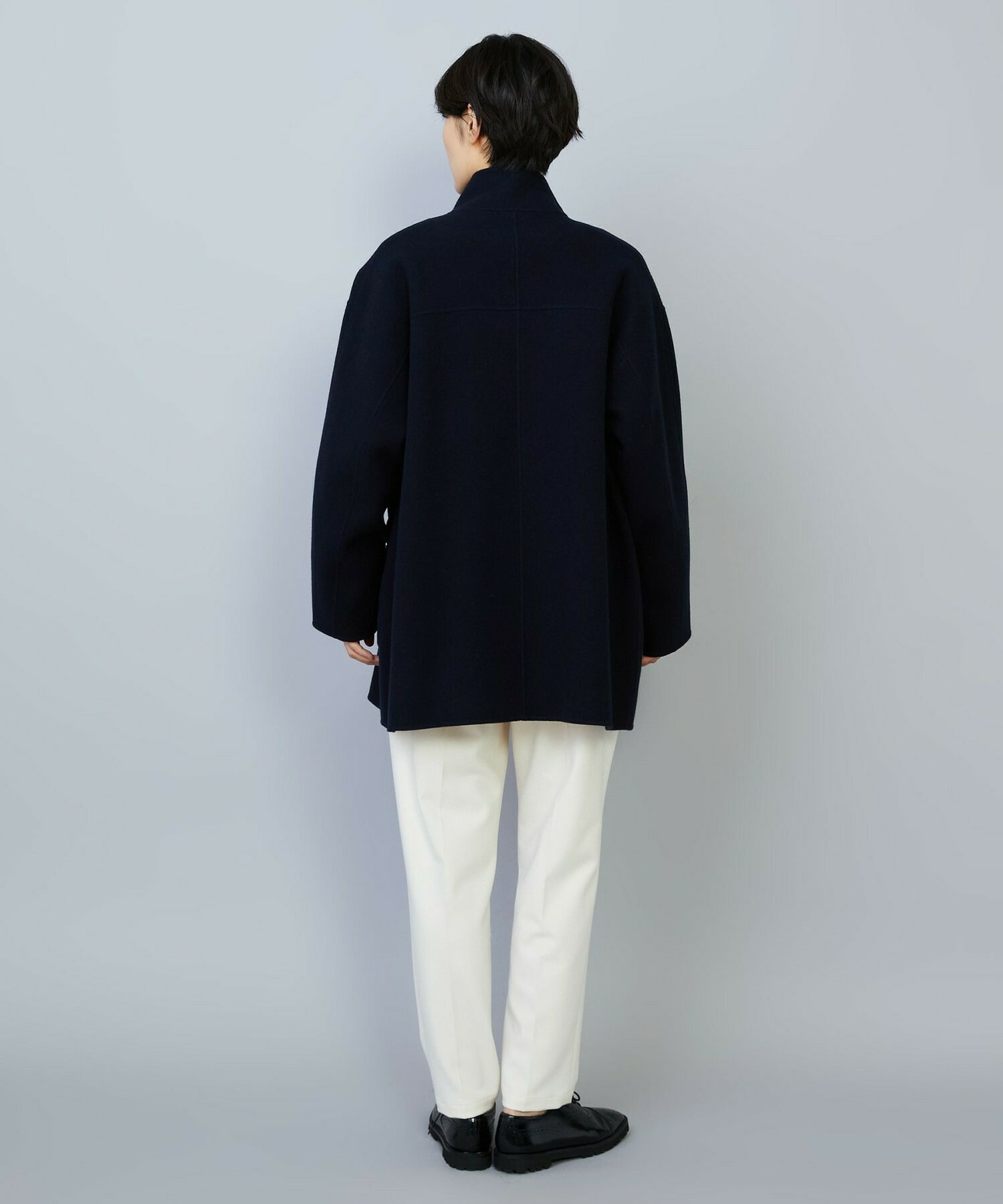 【MOGA】【Lサイズ】メルトンリバースタンドカラーコート 詳細画像 チャコールグレー 16