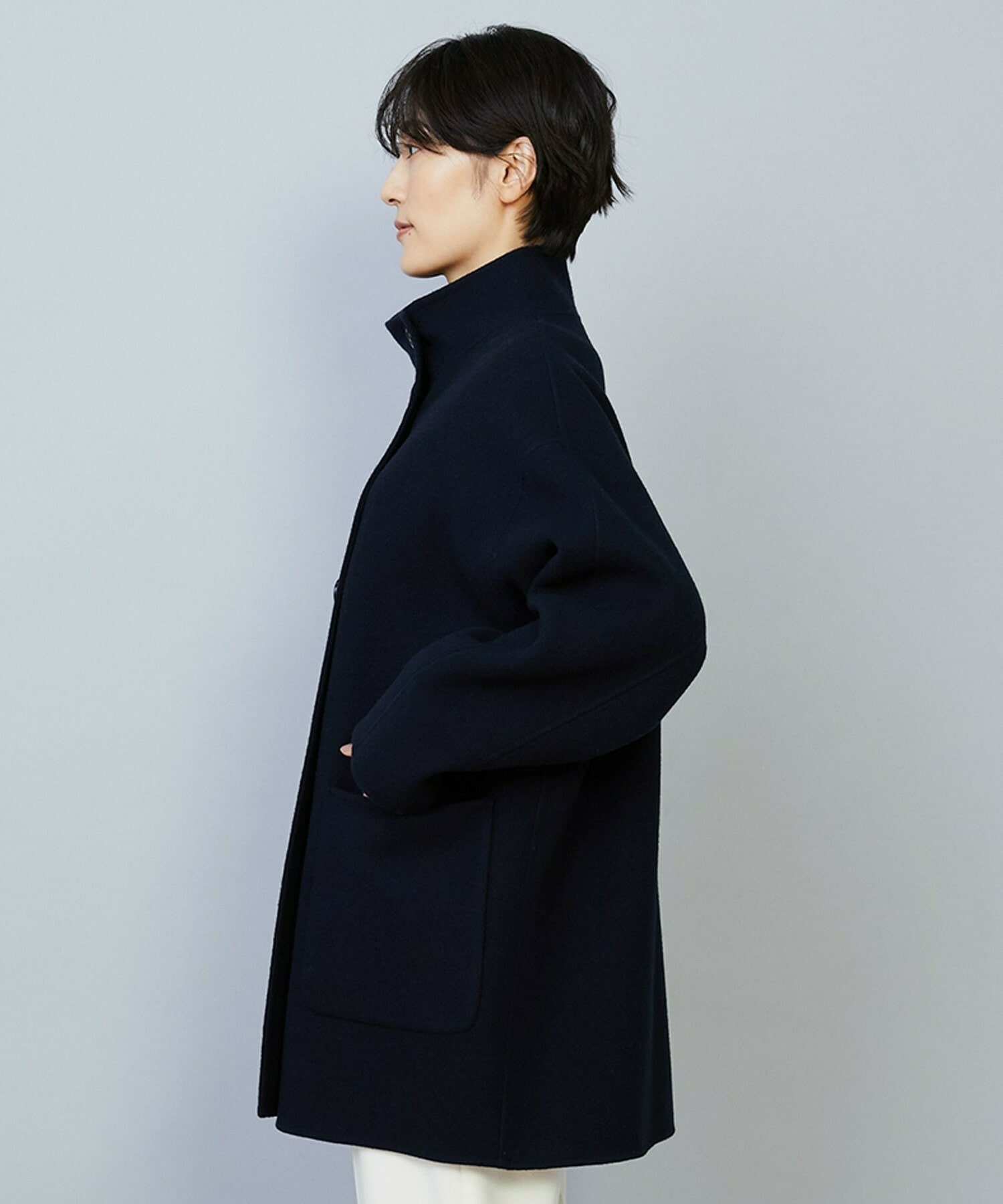 【MOGA】【Lサイズ】メルトンリバースタンドカラーコート 詳細画像 チャコールグレー 20