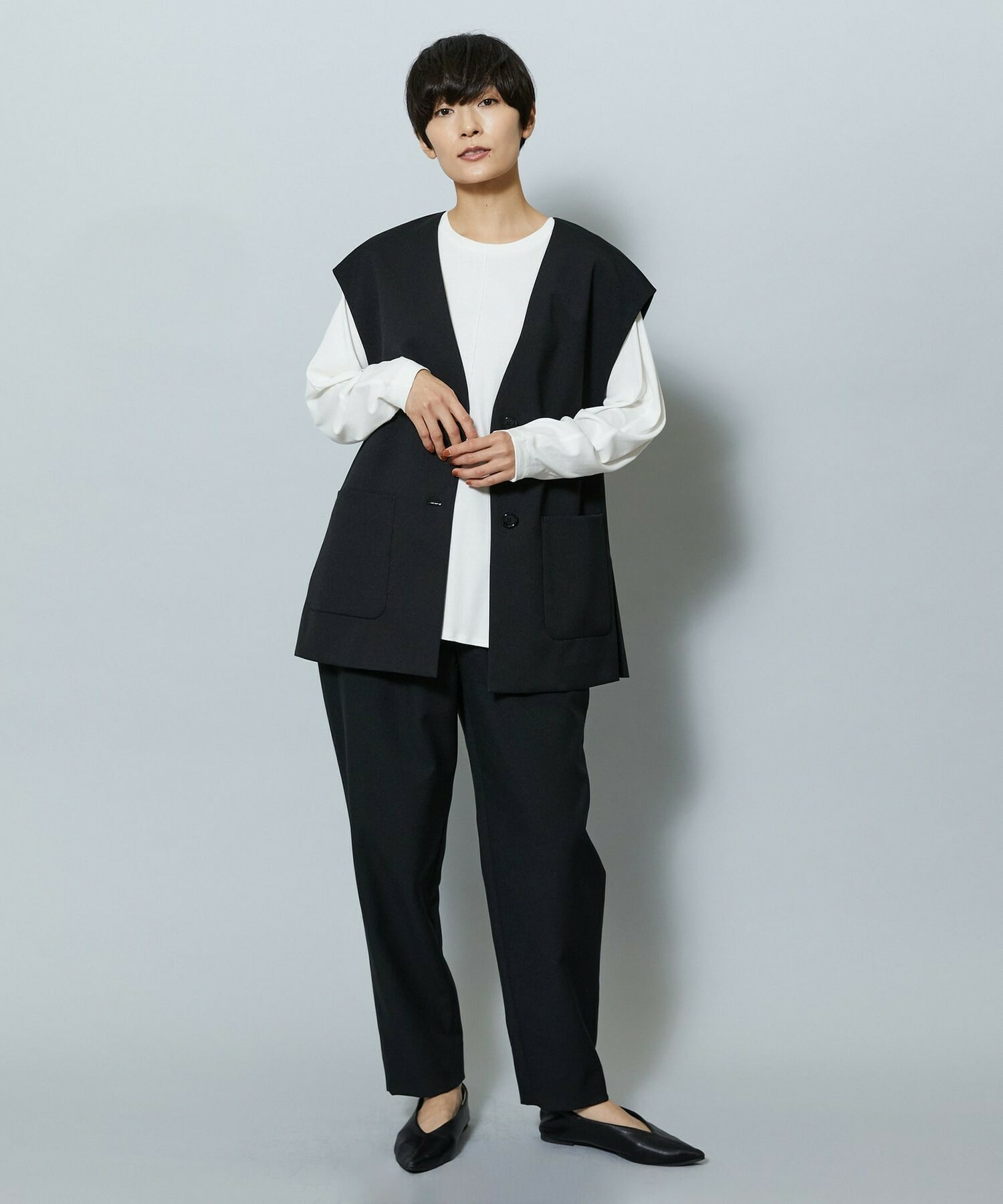 【MOGA】【Lサイズ】ライトパウダリーツイルジレ 詳細画像 ネイビー 15