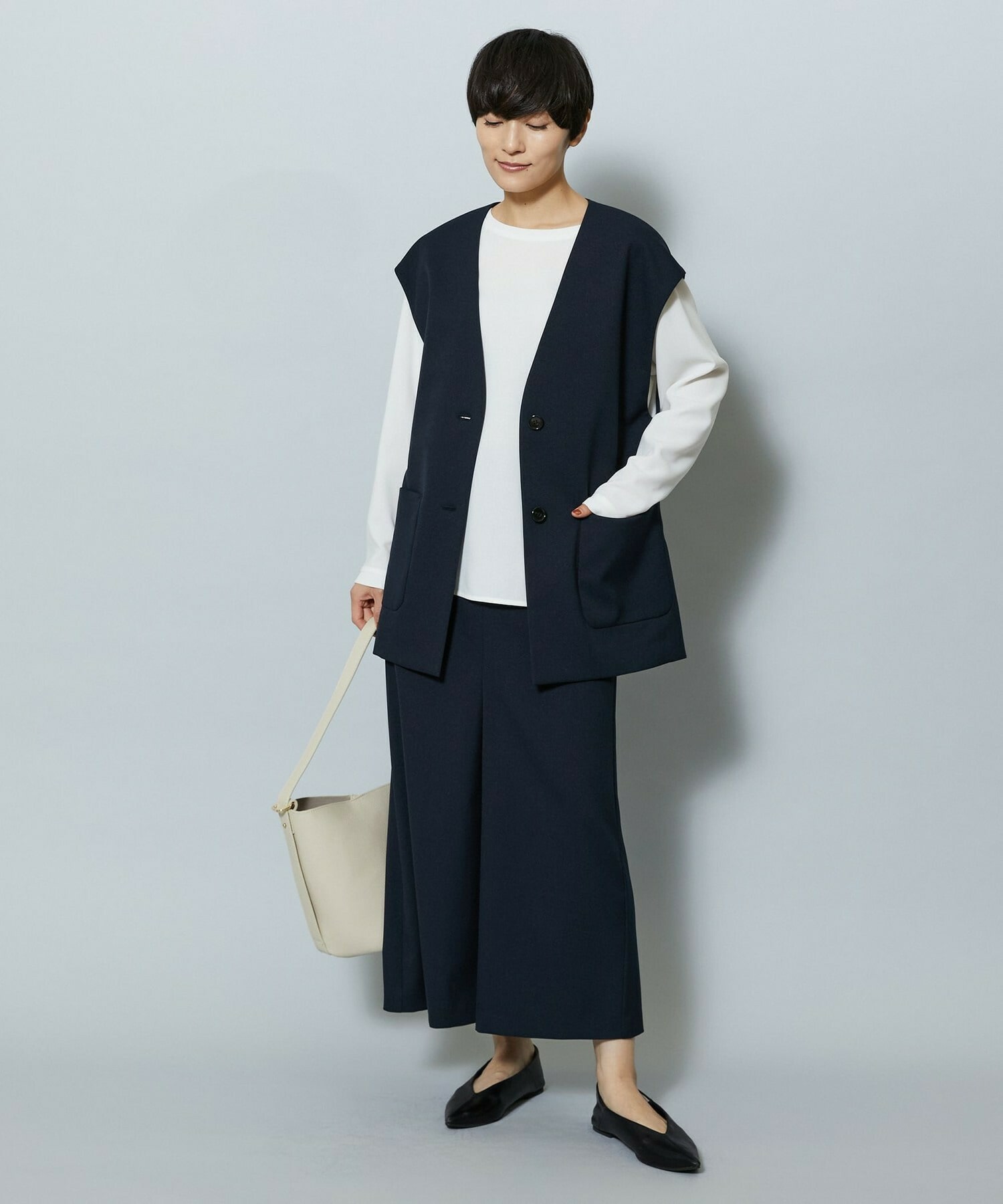 【MOGA】【Lサイズ】ライトパウダリーツイルジレ 詳細画像 ネイビー 16