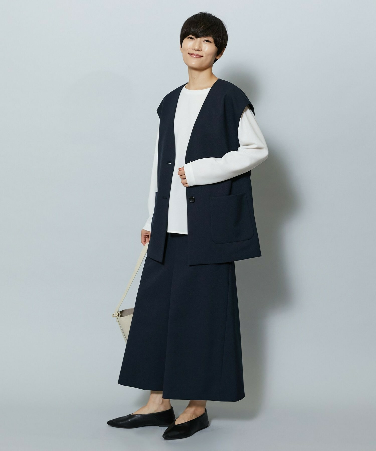 【MOGA】【Lサイズ】ライトパウダリーツイルジレ 詳細画像 ネイビー 17