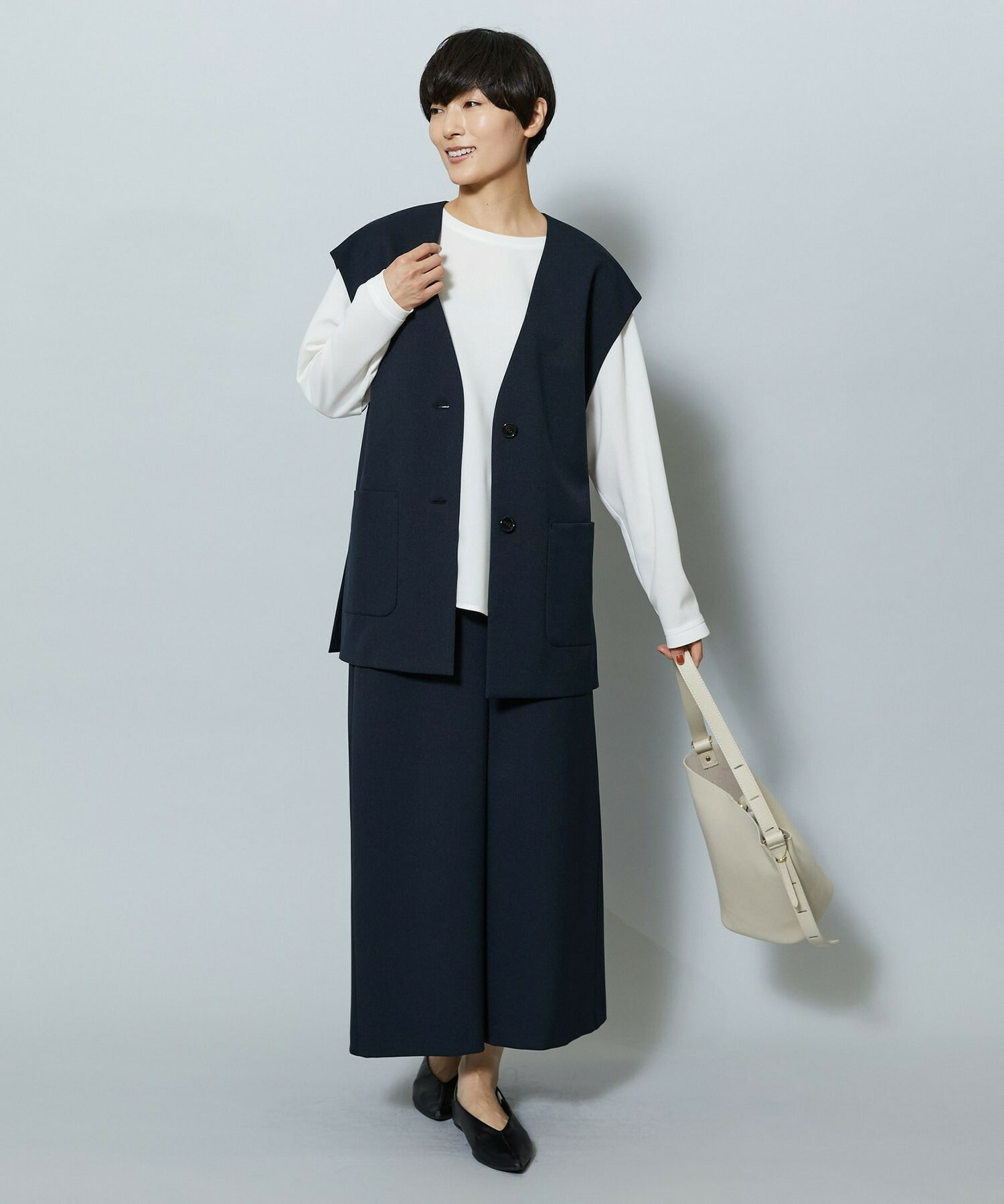 【MOGA】【Lサイズ】ライトパウダリーツイルジレ 詳細画像 ネイビー 18