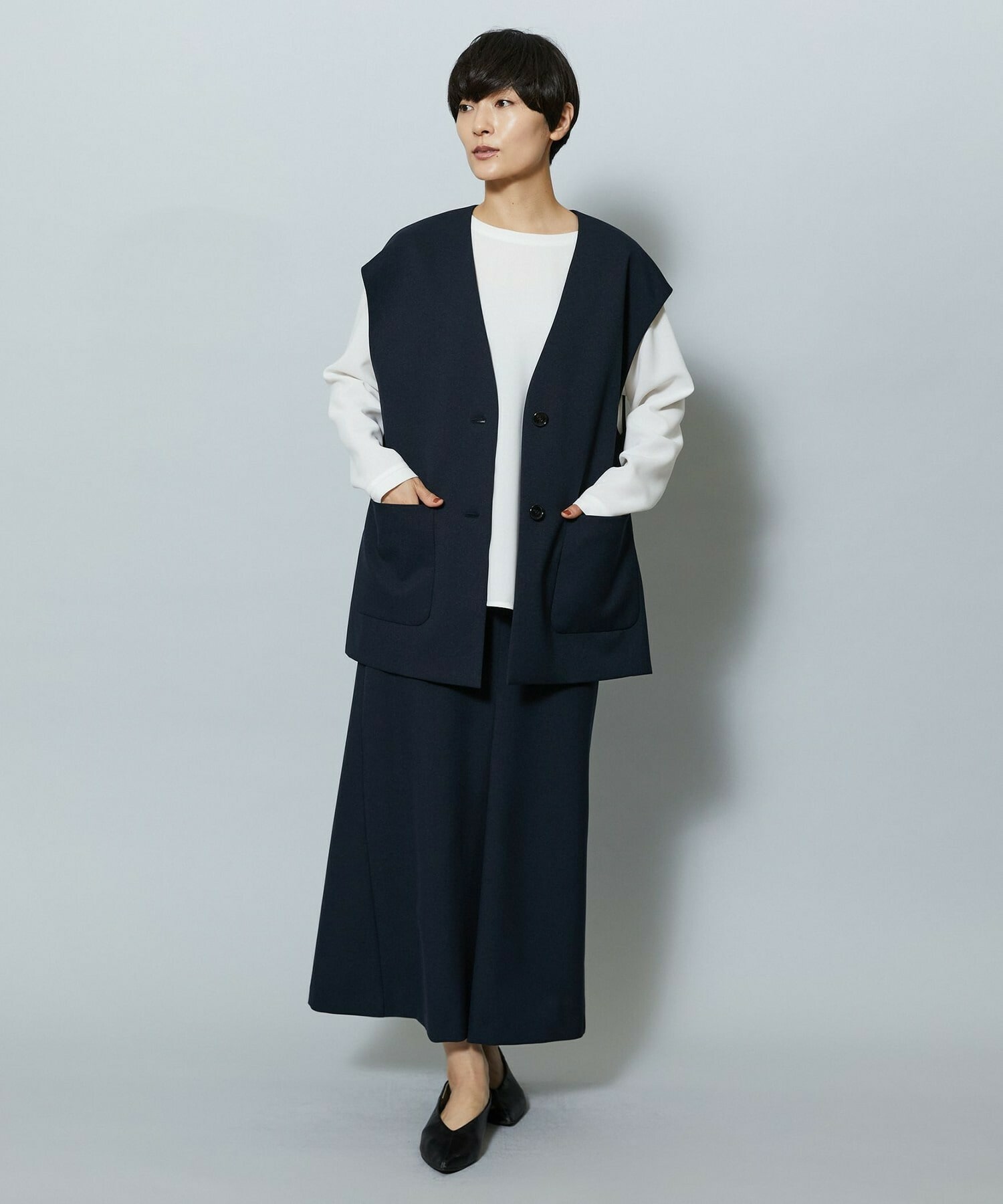 【MOGA】【Lサイズ】ライトパウダリーツイルジレ 詳細画像 ネイビー 19