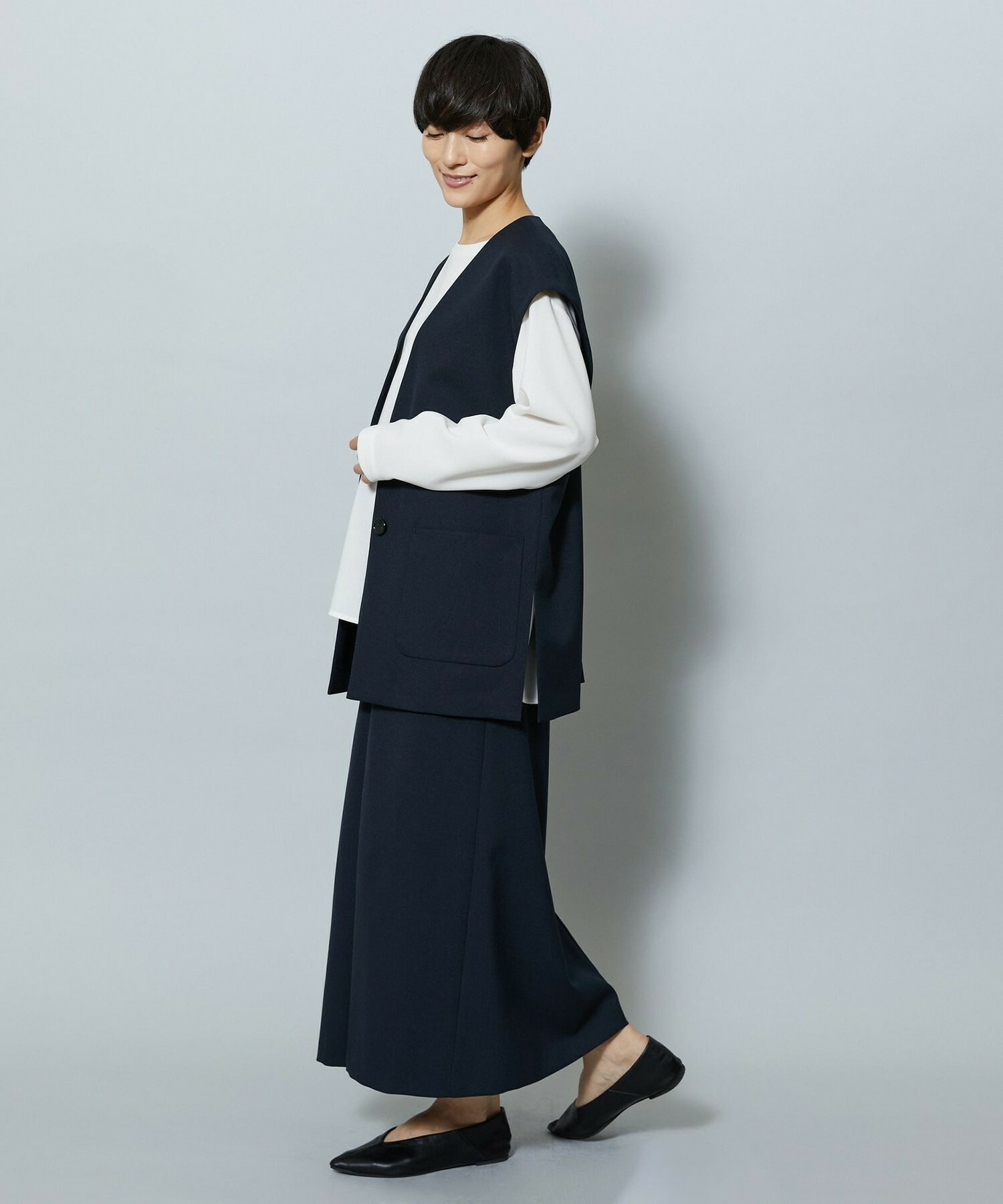 【MOGA】【Lサイズ】ライトパウダリーツイルジレ 詳細画像 ネイビー 21