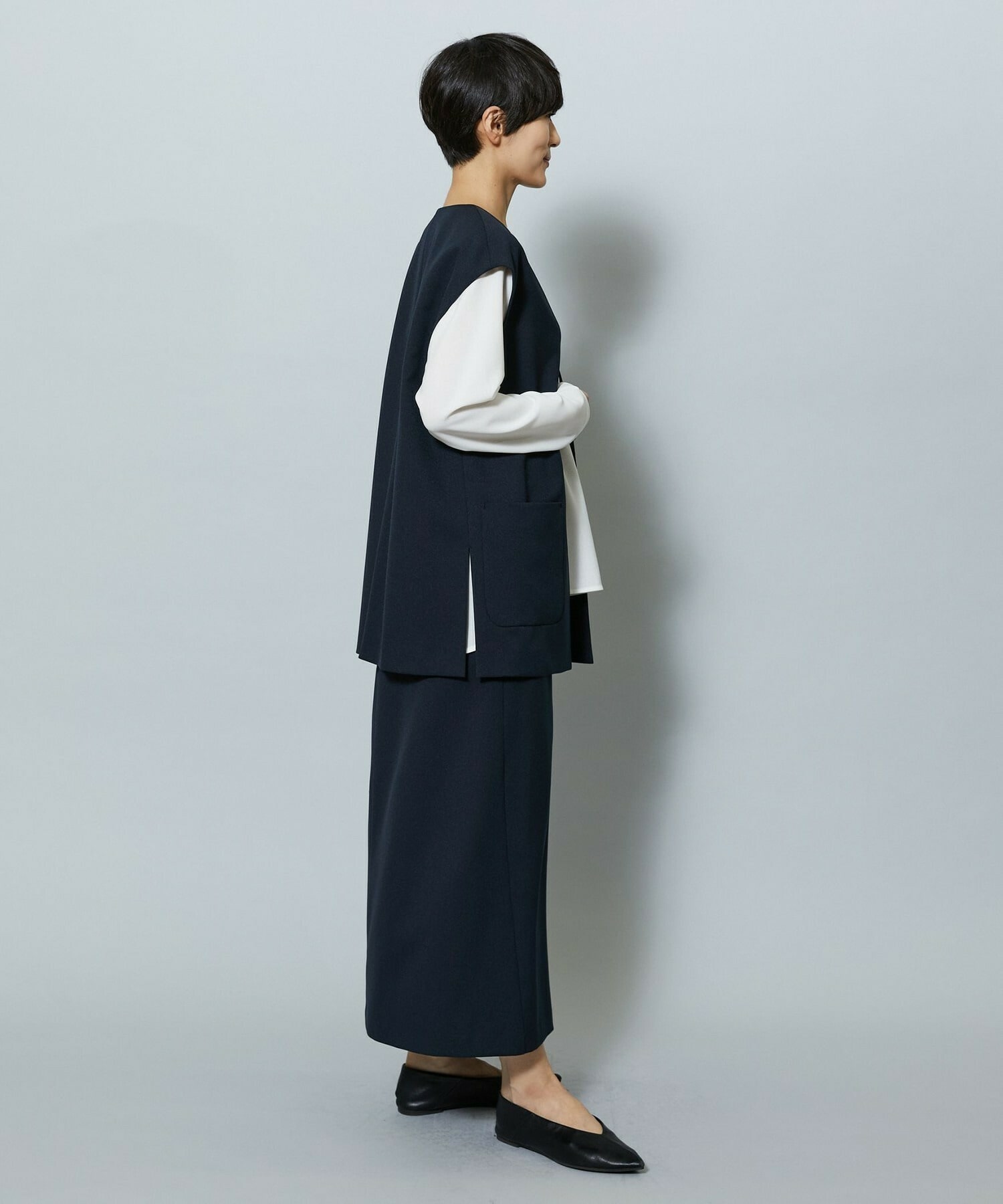 【MOGA】【Lサイズ】ライトパウダリーツイルジレ 詳細画像 ネイビー 24