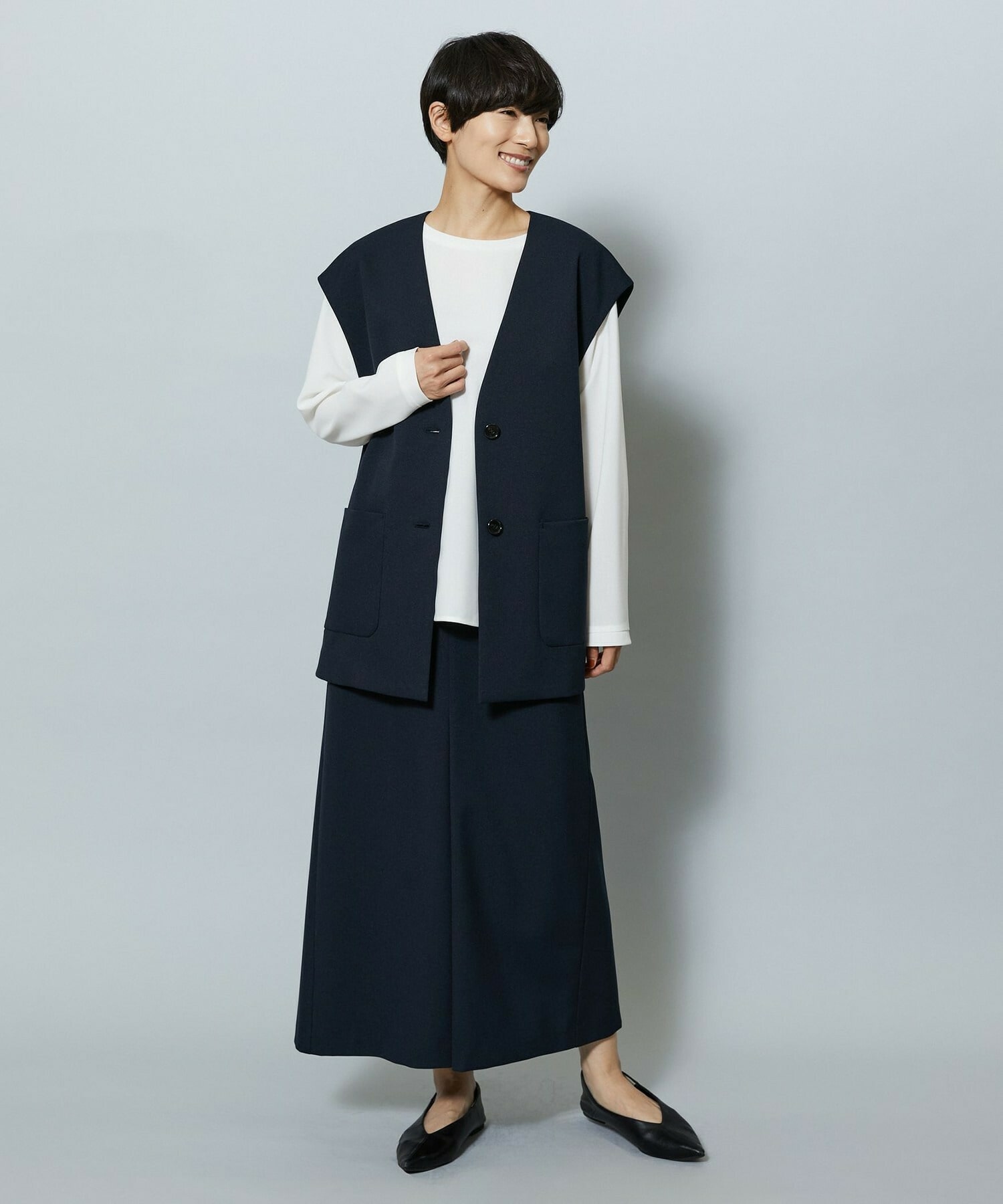 【MOGA】【Lサイズ】ライトパウダリーツイルジレ 詳細画像 ネイビー 26