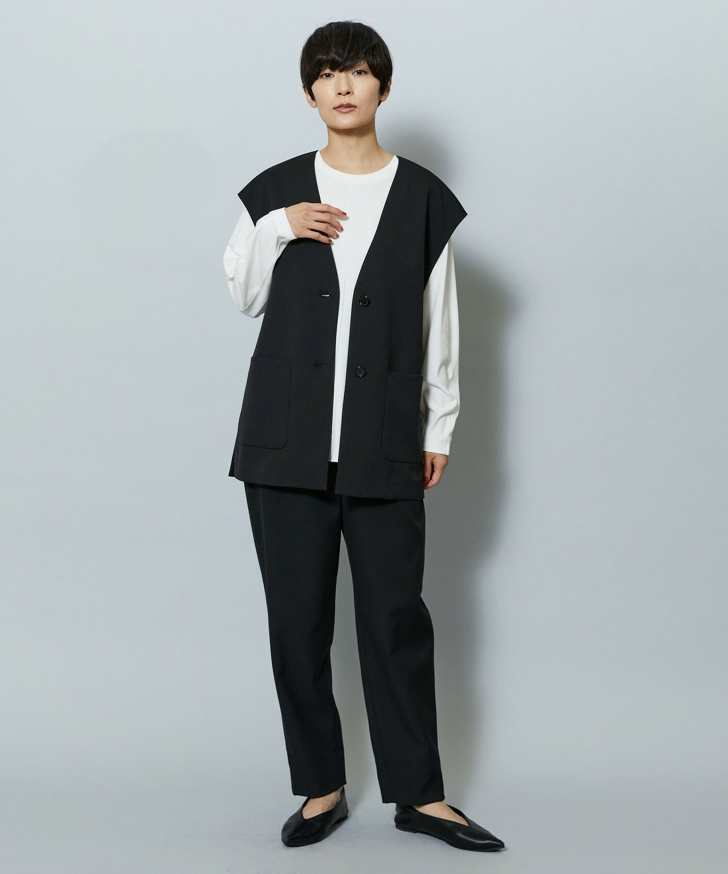 【MOGA】【Lサイズ】ライトパウダリーツイルジレ 詳細画像 ネイビー 7