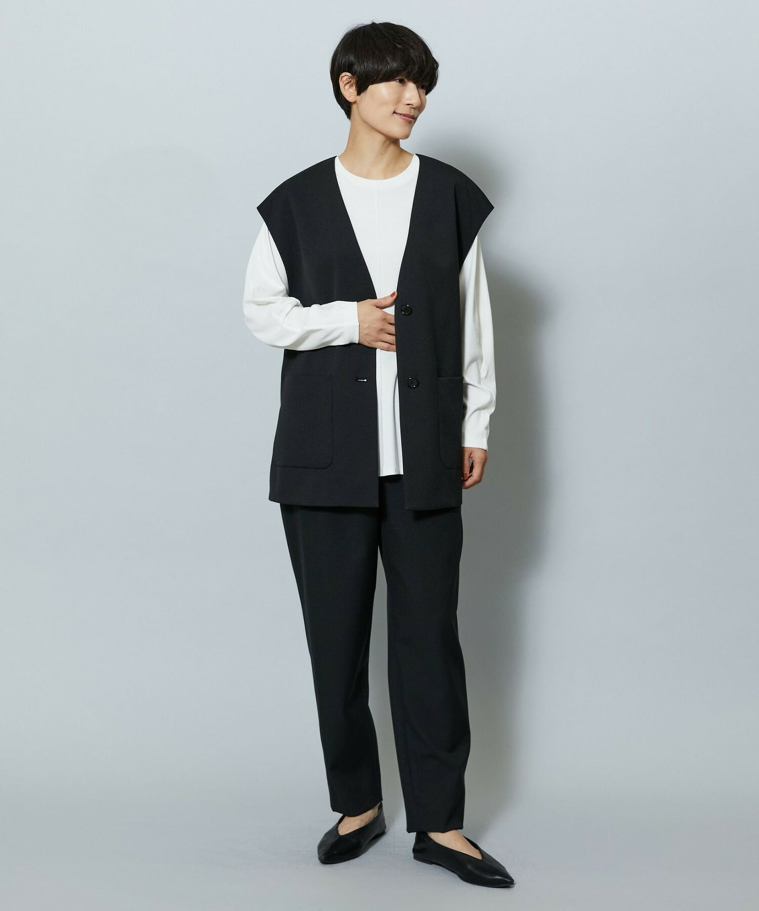 【MOGA】【Lサイズ】ライトパウダリーツイルジレ 詳細画像 ネイビー 8