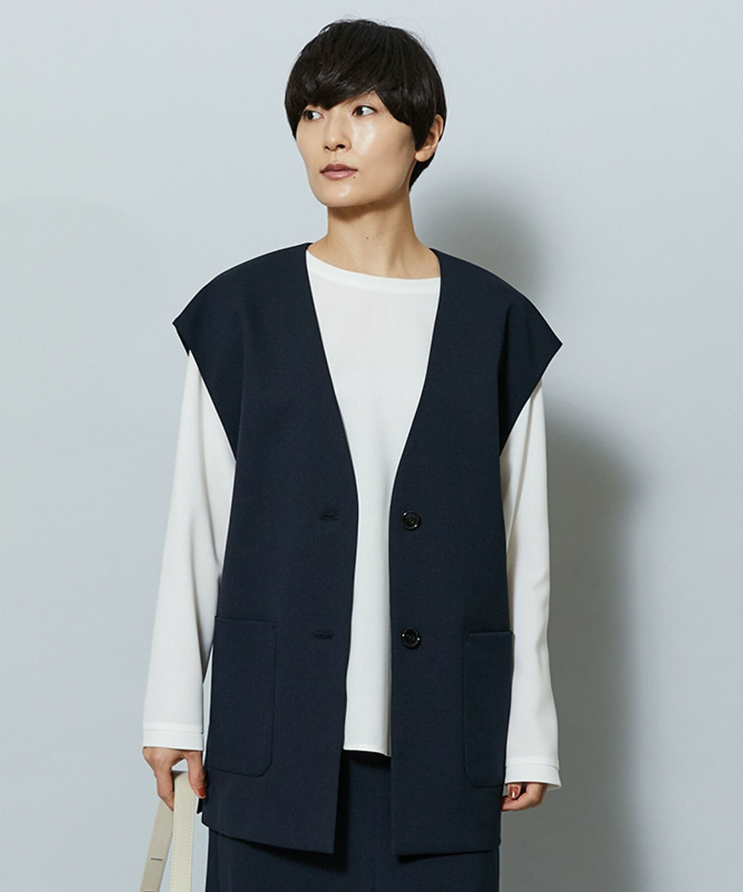 【MOGA】【Lサイズ】ライトパウダリーツイルジレ 詳細画像 ネイビー 2