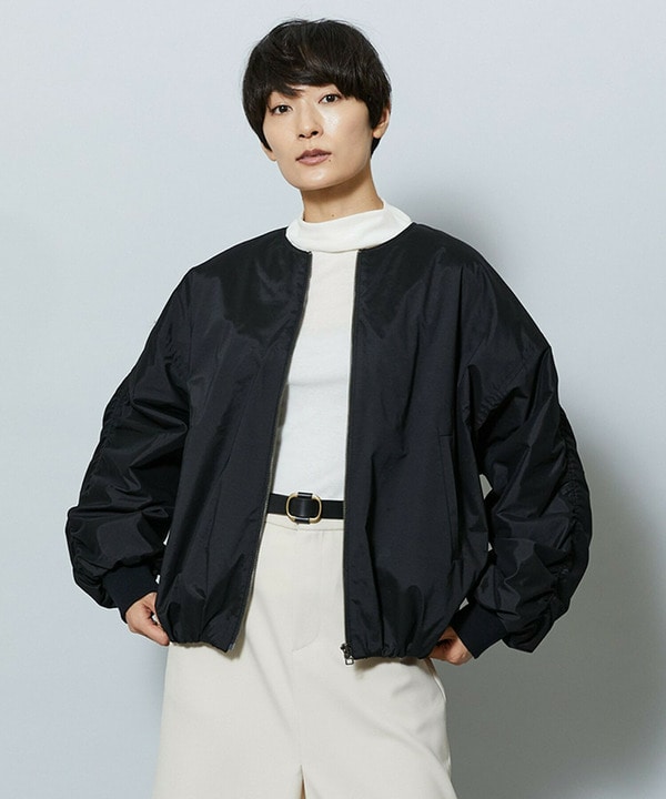 【Lサイズ】ライトグログランバルーンショートブルゾン 詳細画像 ブラック 2