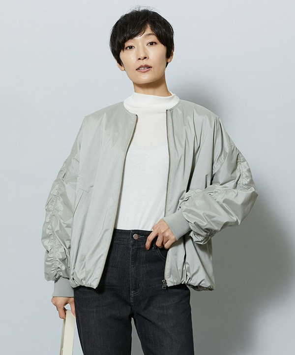 【Lサイズ】ライトグログランバルーンショートブルゾン 詳細画像 カーキ 2