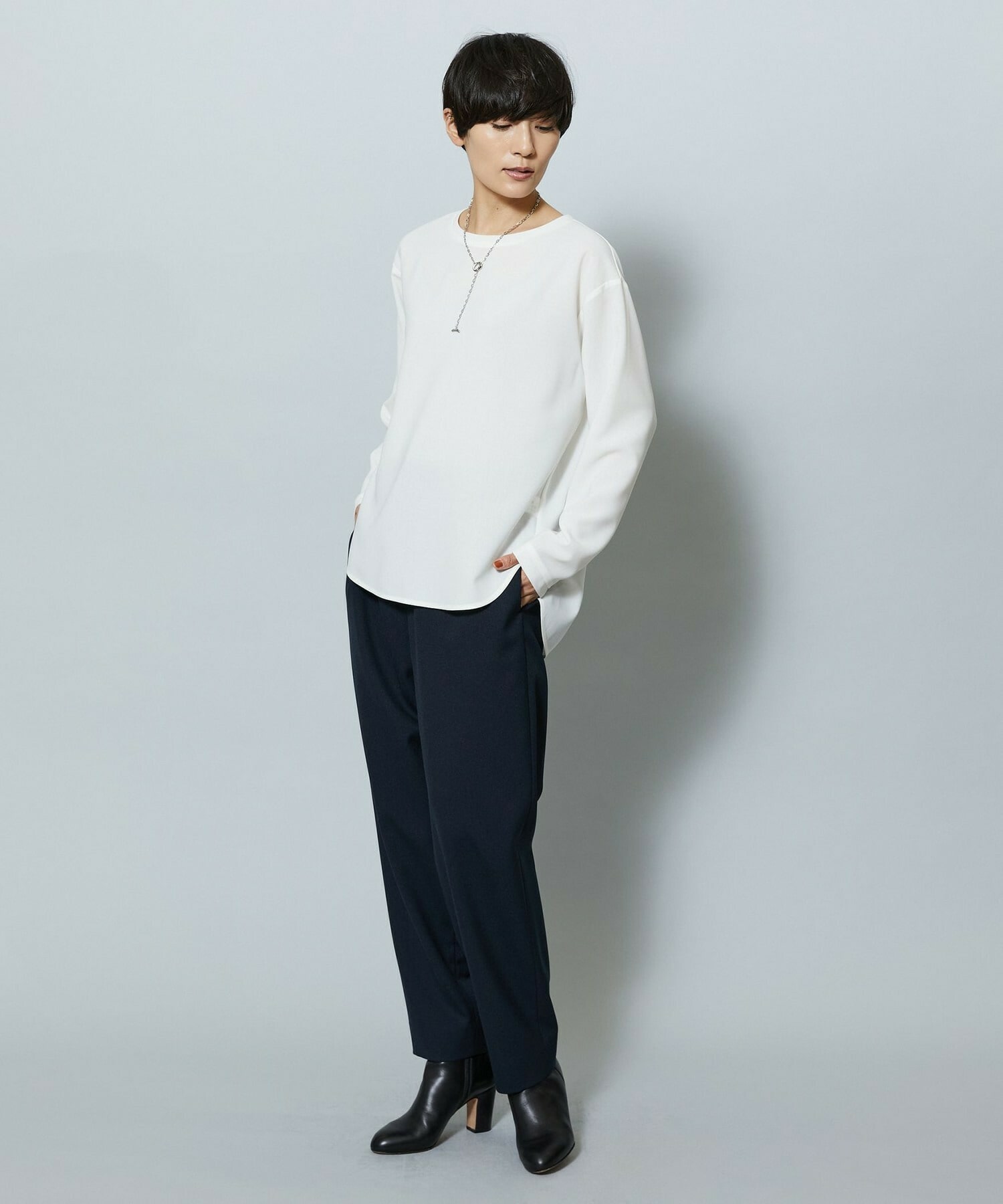 【MOGA】【Lサイズ】ライトパウダリーツイルテーパードパンツ 詳細画像 ネイビー 16