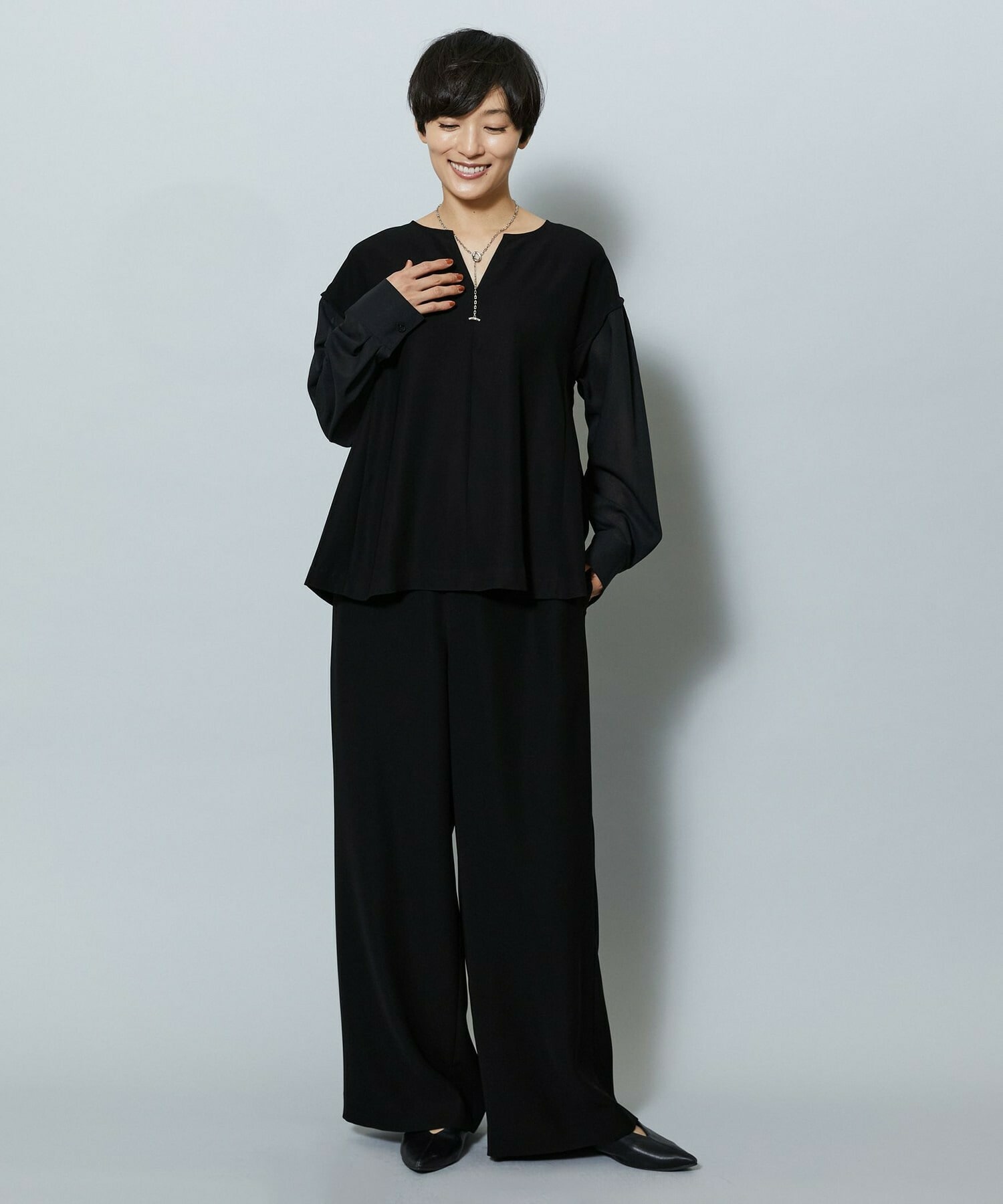 【MOGA】【Lサイズ】2WAYダブルクロスワイドパンツ 詳細画像 チャコールグレー 9