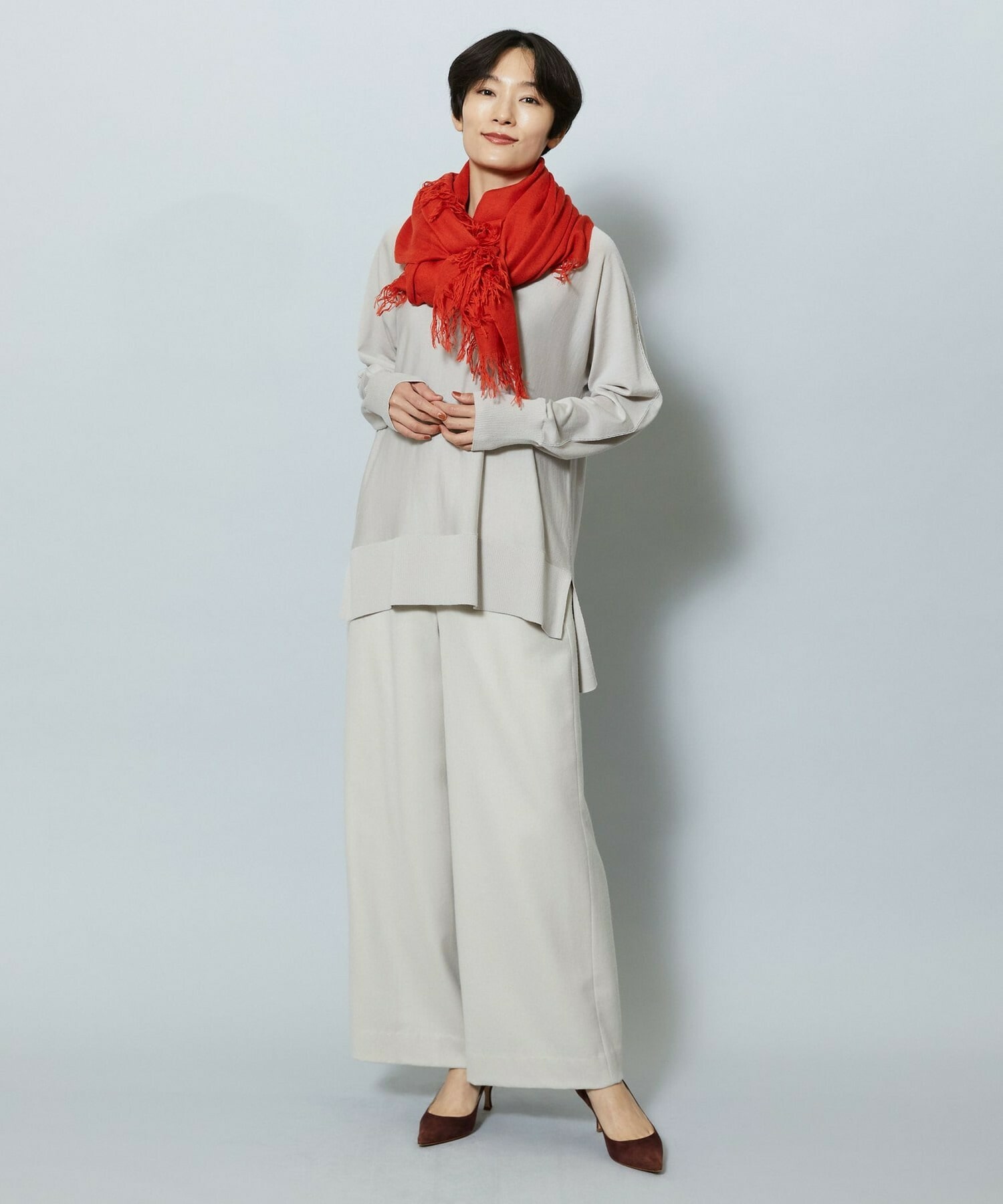 【MOGA】【Lサイズ】ウールカシミヤストレッチワイドパンツ 詳細画像 ブラック系その他 17