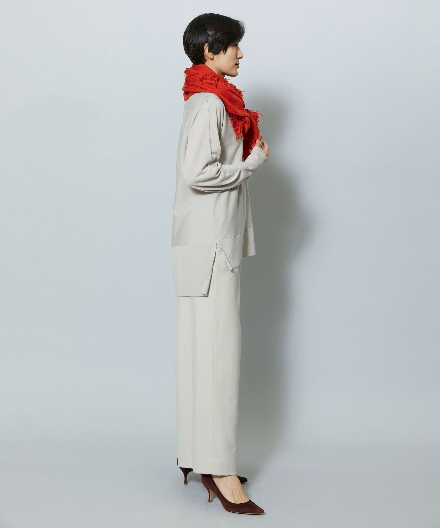 【MOGA】【Lサイズ】ウールカシミヤストレッチワイドパンツ 詳細画像 ブラック系その他 20