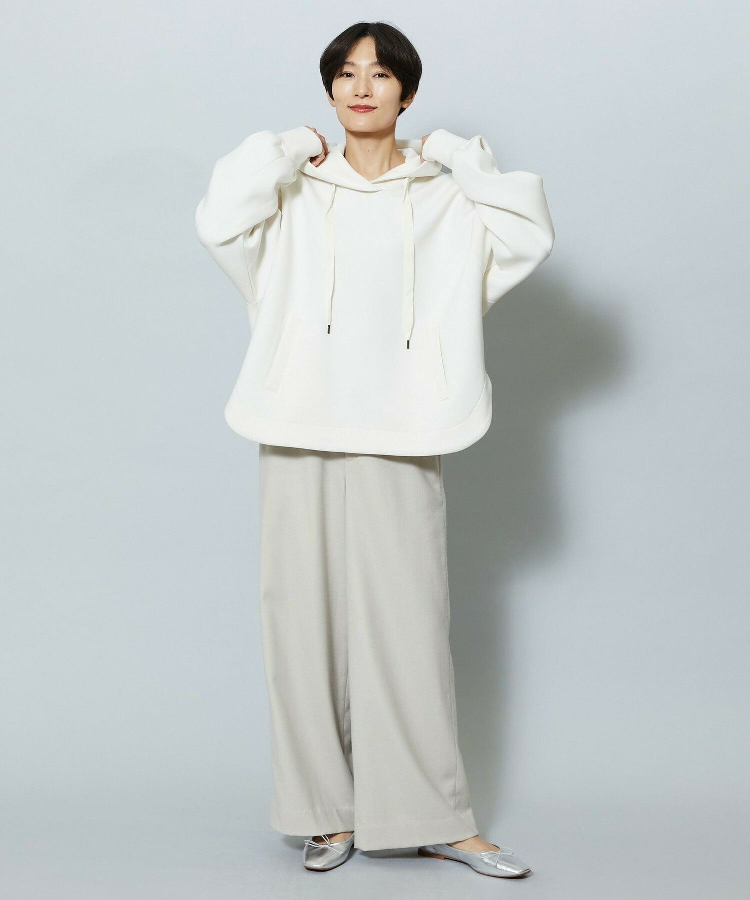 【MOGA】【Lサイズ】ウールカシミヤストレッチワイドパンツ 詳細画像 ブラック系その他 21