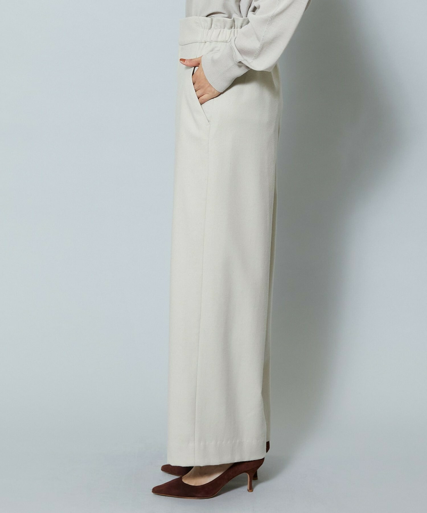 【MOGA】【Lサイズ】ウールカシミヤストレッチワイドパンツ 詳細画像 ブラック系その他 27