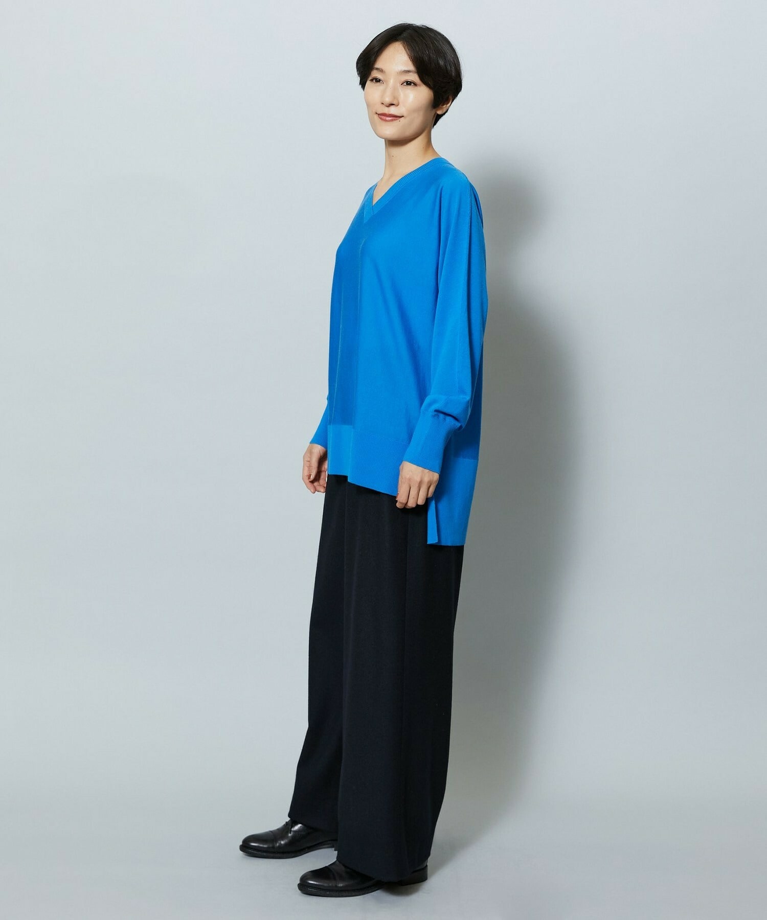 【MOGA】【Lサイズ】ウールカシミヤストレッチワイドパンツ 詳細画像 ブラック系その他 8