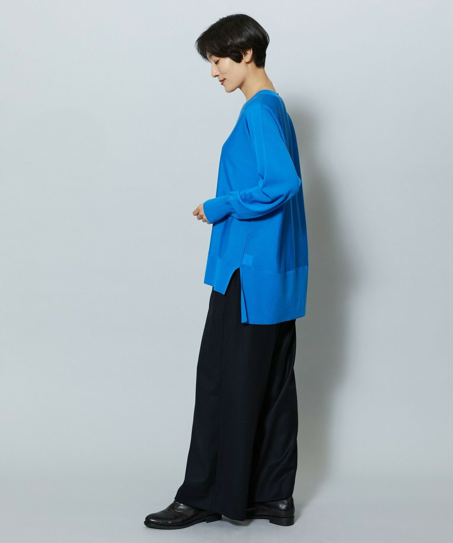 【MOGA】【Lサイズ】ウールカシミヤストレッチワイドパンツ 詳細画像 ブラック系その他 9