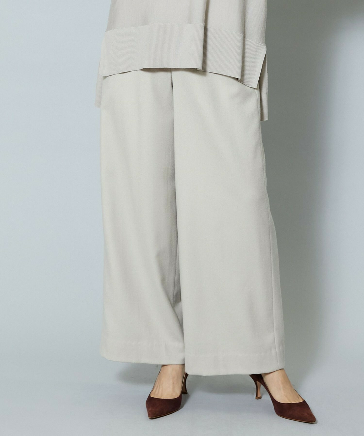 【MOGA】【Lサイズ】ウールカシミヤストレッチワイドパンツ 詳細画像 オフホワイト 2