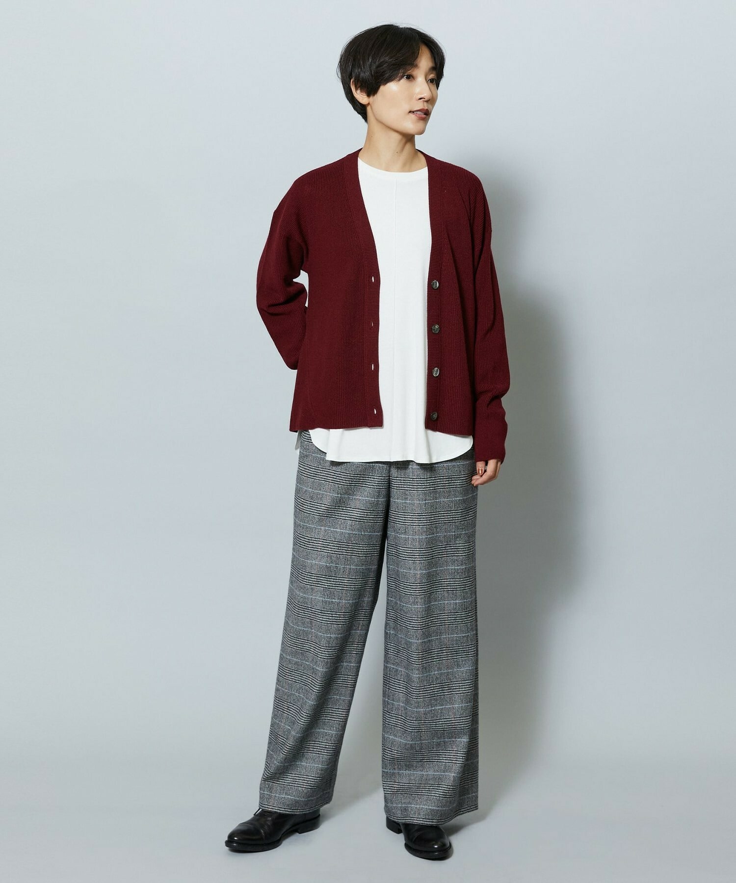 【MOGA】【Lサイズ】ウールカシミヤグレンチェックワイドパンツ 詳細画像 チェック 19