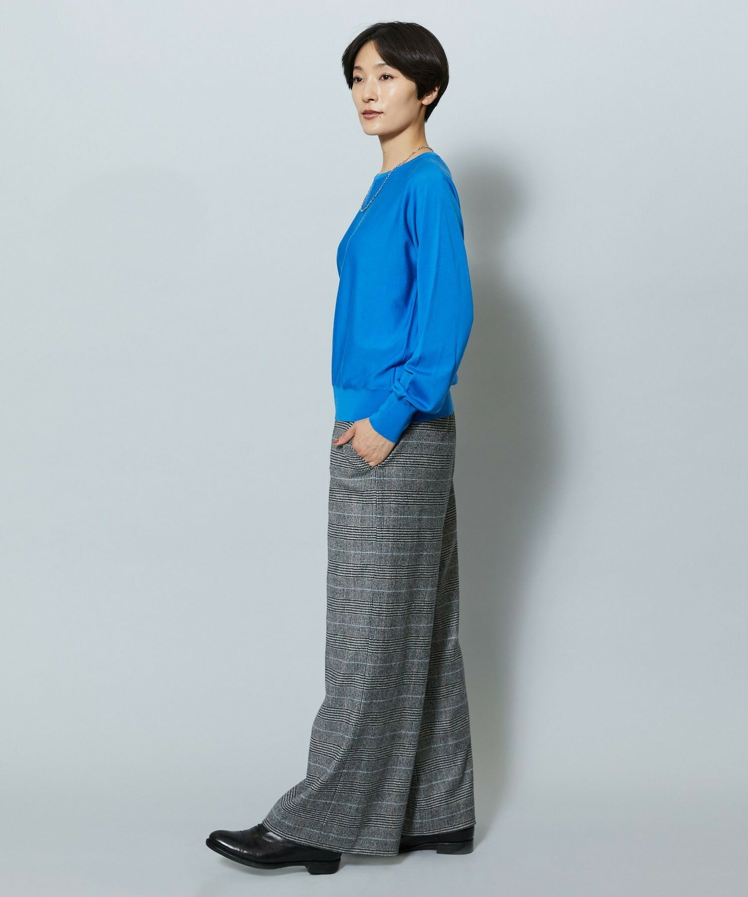 【MOGA】【Lサイズ】ウールカシミヤグレンチェックワイドパンツ 詳細画像 チェック 21