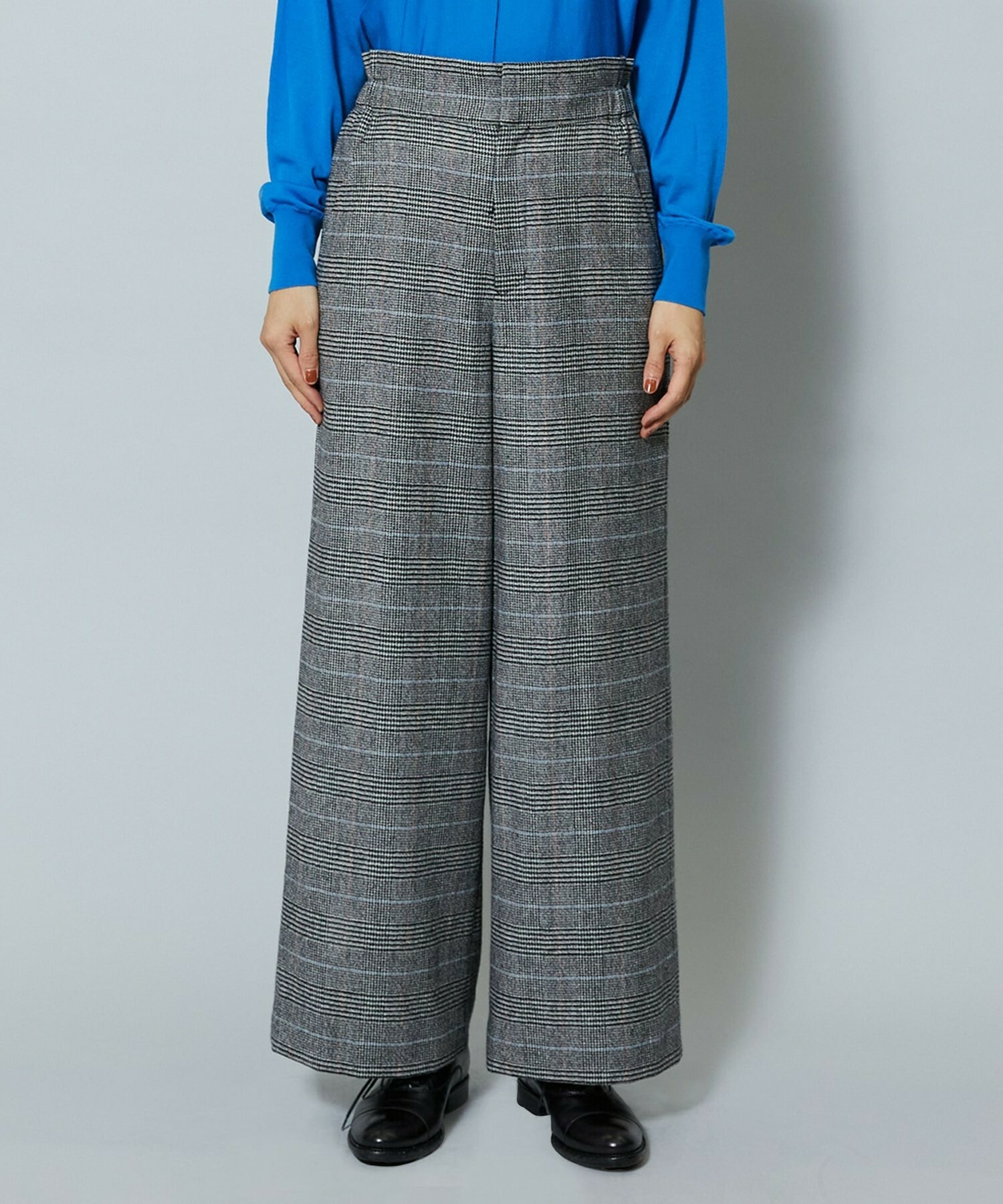 【MOGA】【Lサイズ】ウールカシミヤグレンチェックワイドパンツ 詳細画像 チェック 24