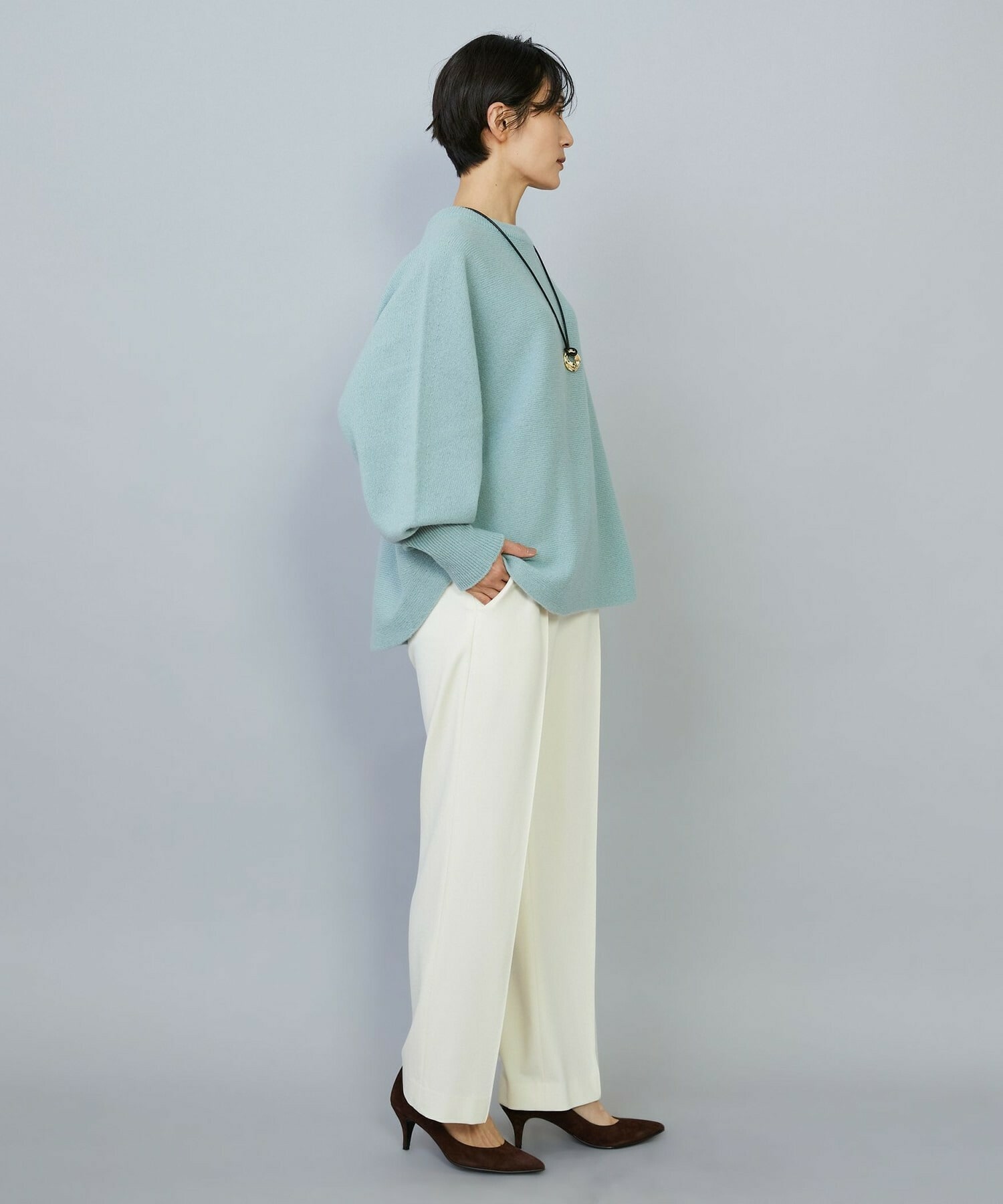 【MOGA】【Lサイズ】バッグブラッシュストレッチストレートパンツ 詳細画像 ブラック 13