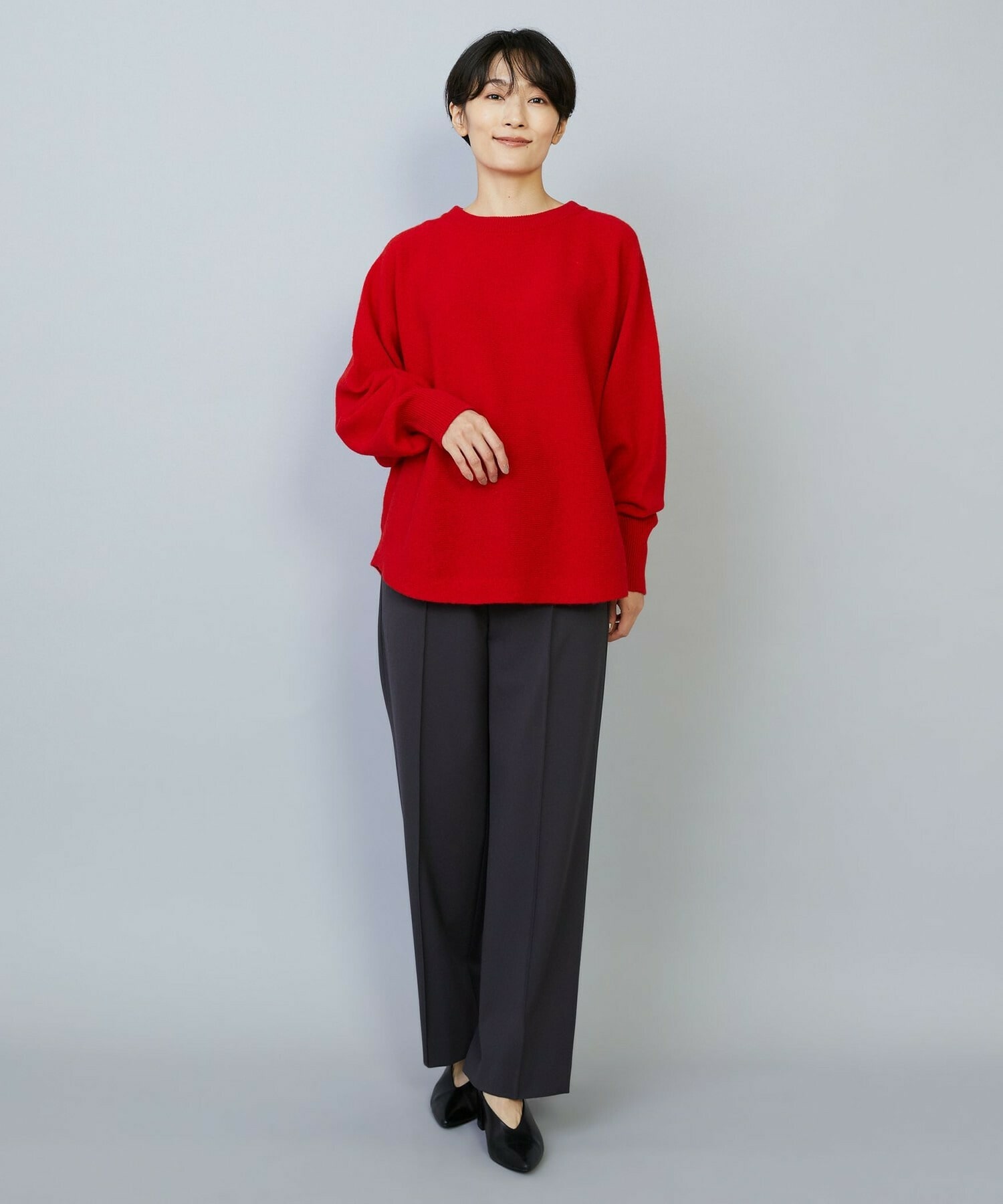 【MOGA】【Lサイズ】バッグブラッシュストレッチストレートパンツ 詳細画像 ブラック 15